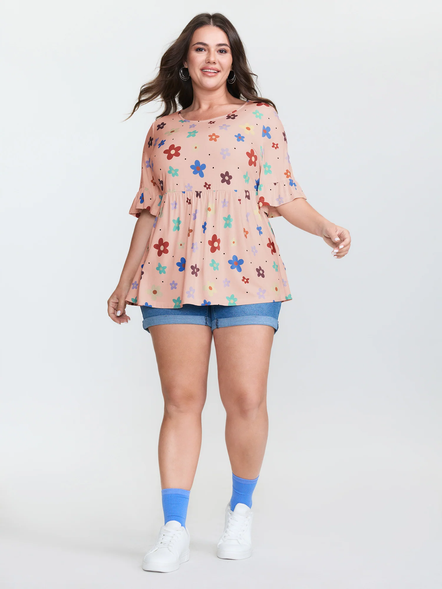 Floral Print Stretchy Knit Top - Image 25