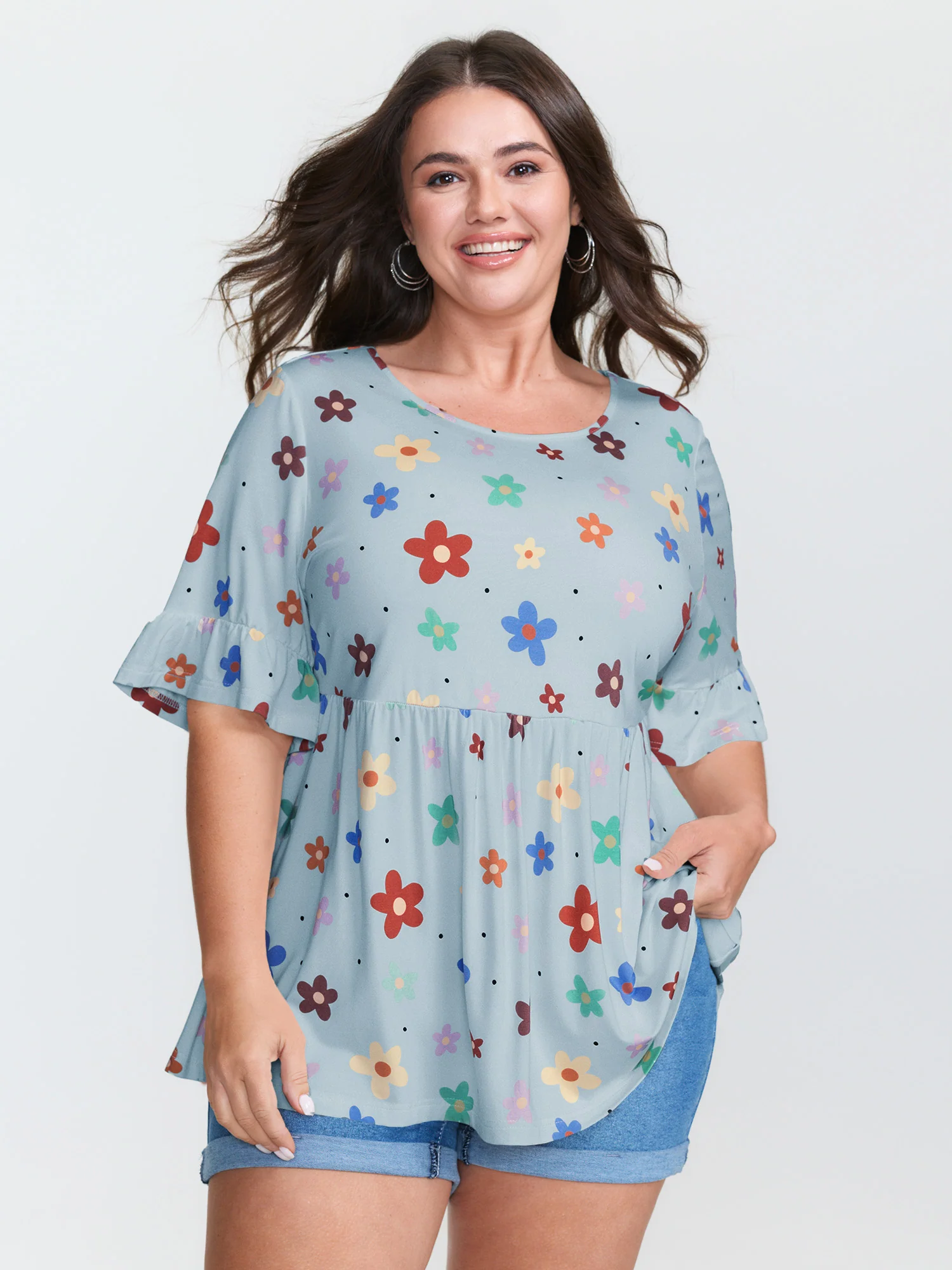 Floral Print Stretchy Knit Top - Image 28