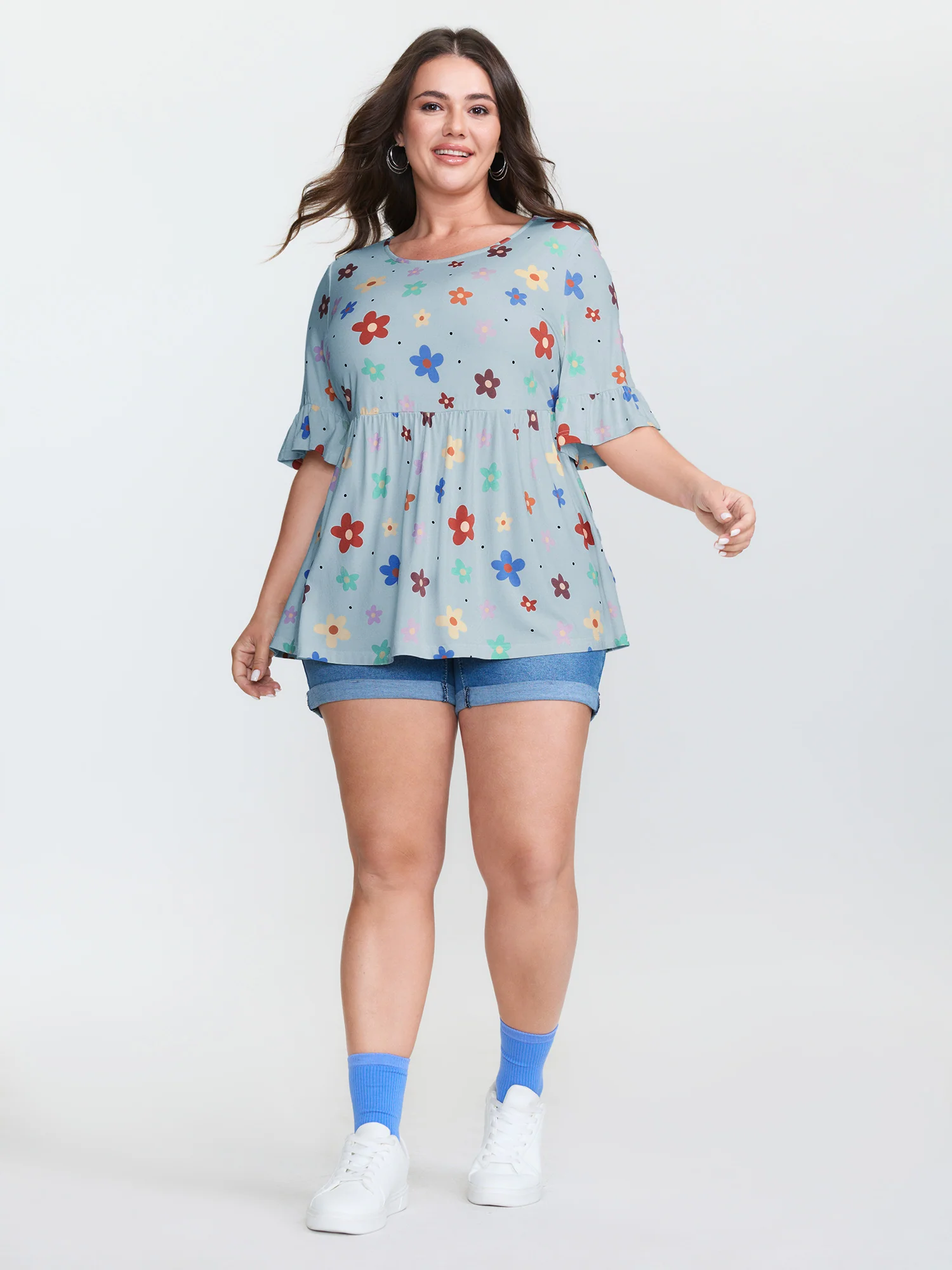 Floral Print Stretchy Knit Top - Image 30