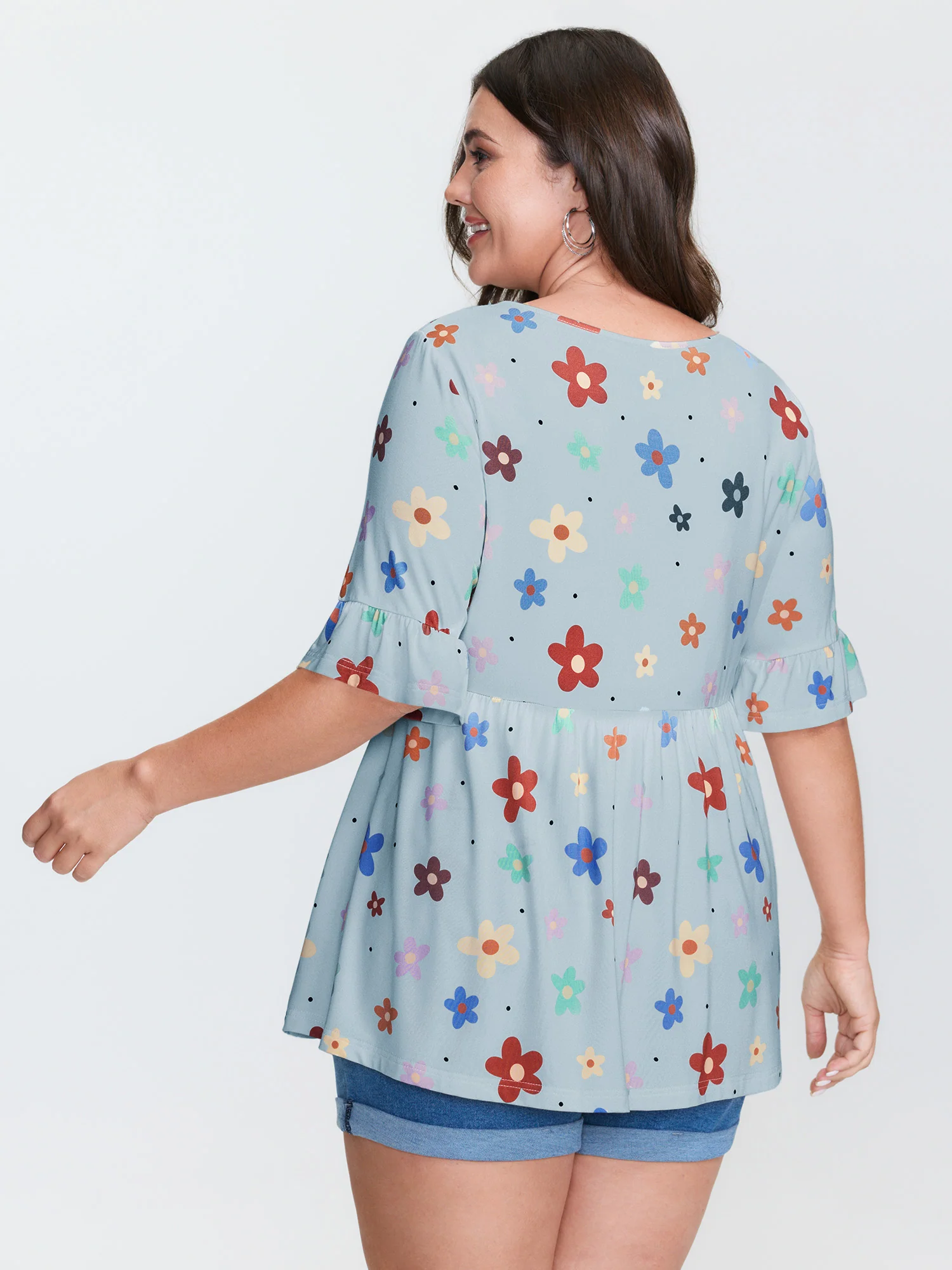 Floral Print Stretchy Knit Top - Image 32
