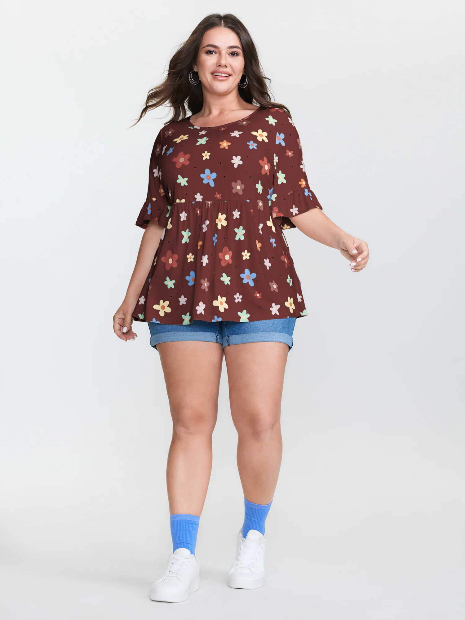 Floral Print Stretchy Knit Top - Image 35