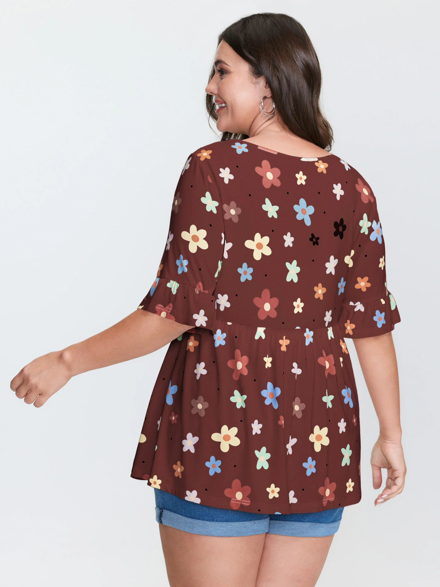 Floral Print Stretchy Knit Top - Image 37