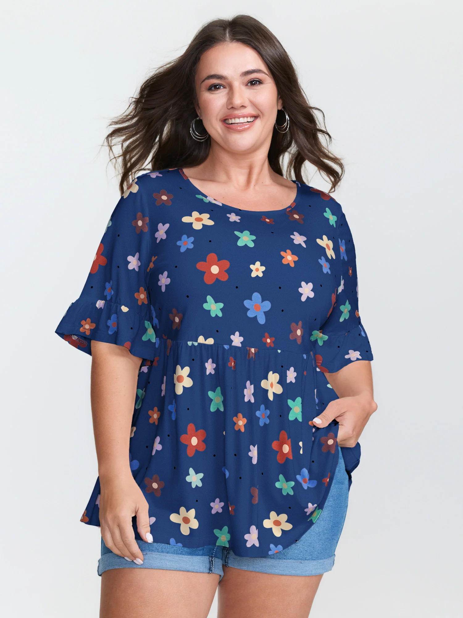 Floral Print Stretchy Knit Top - Image 9