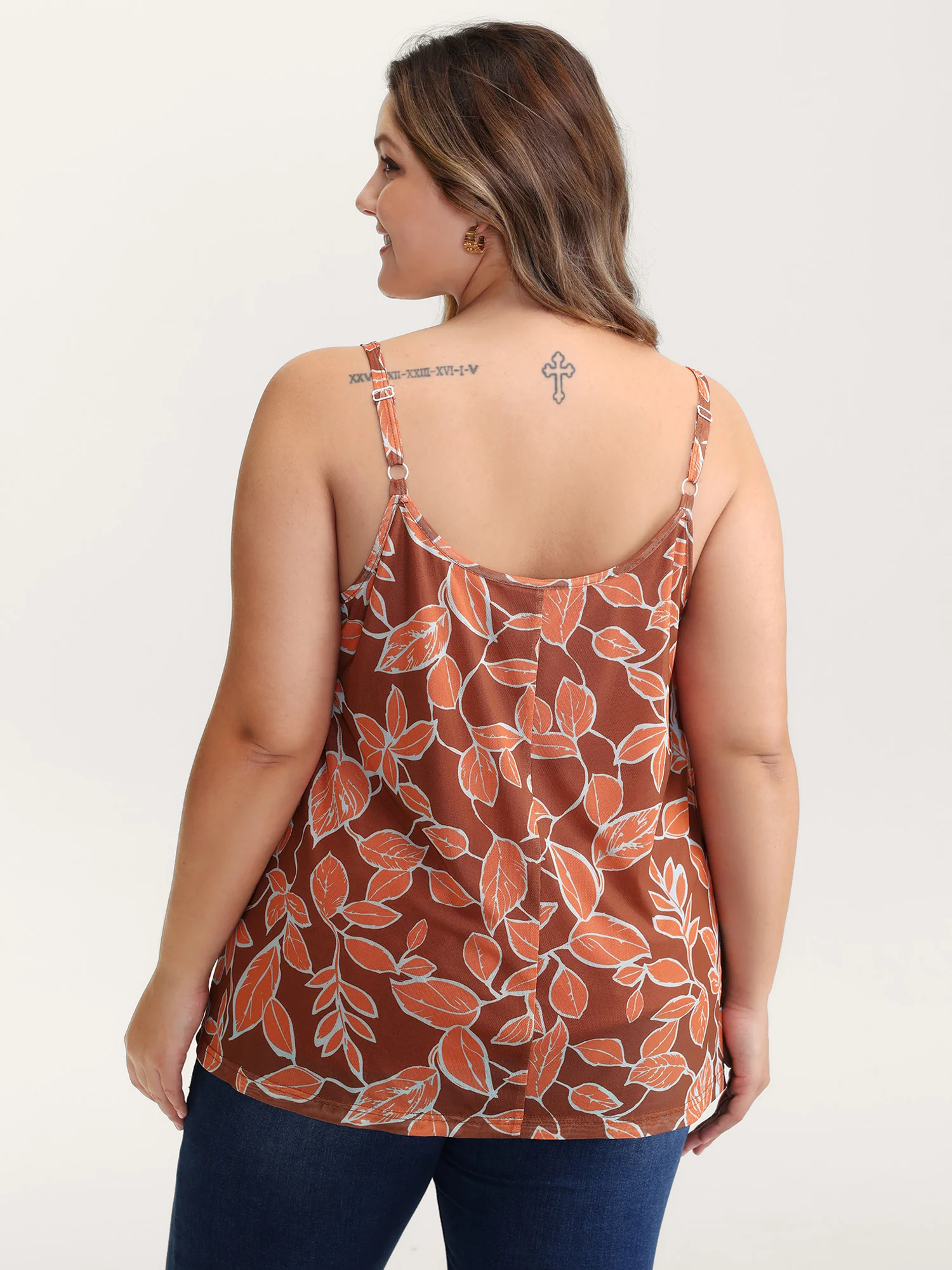 Floral Print Stretchy Mesh Pleated Tank Top - Image 4