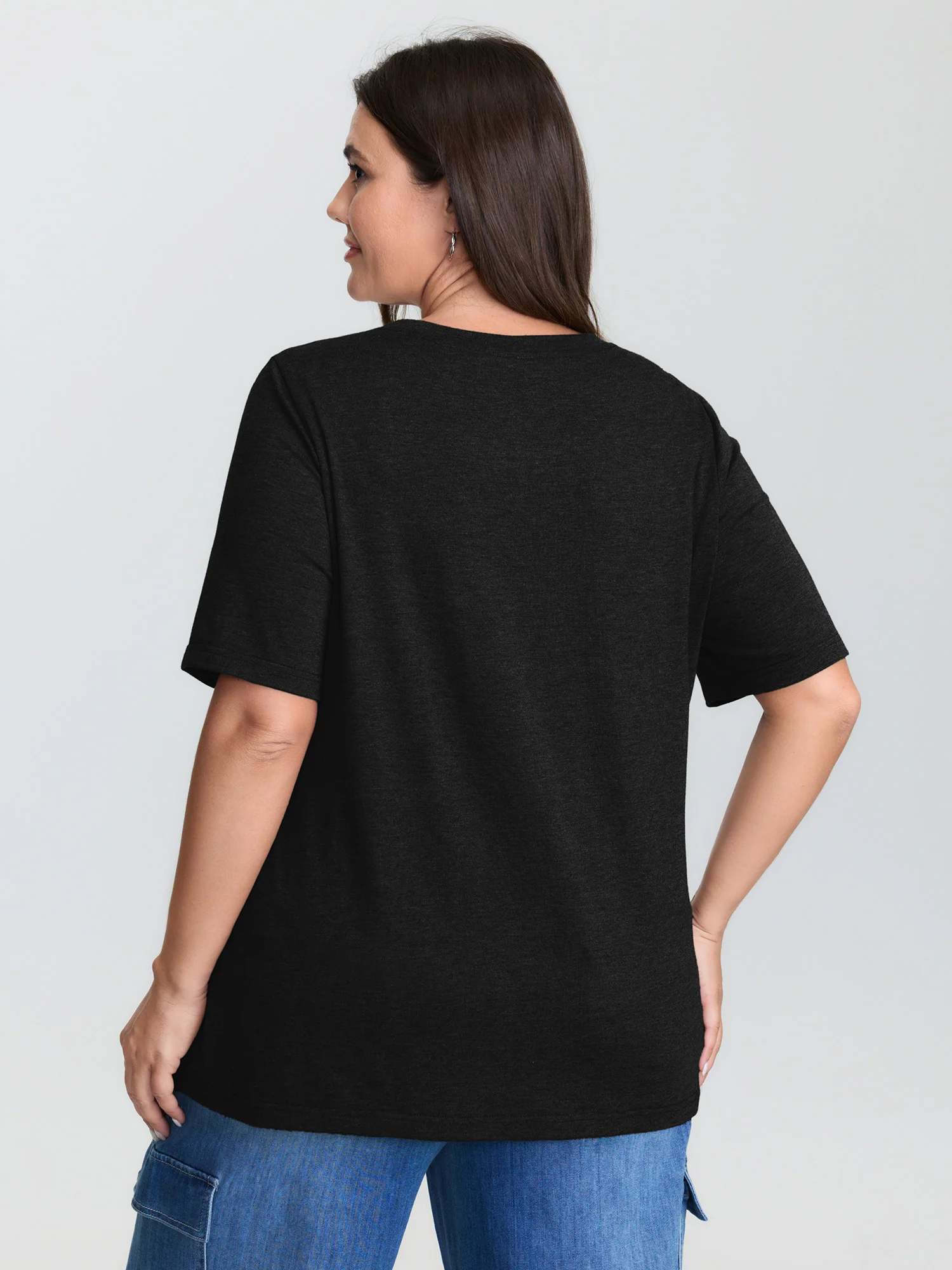 Floral Print Stretchy Round Neck T-Shirt - Image 5