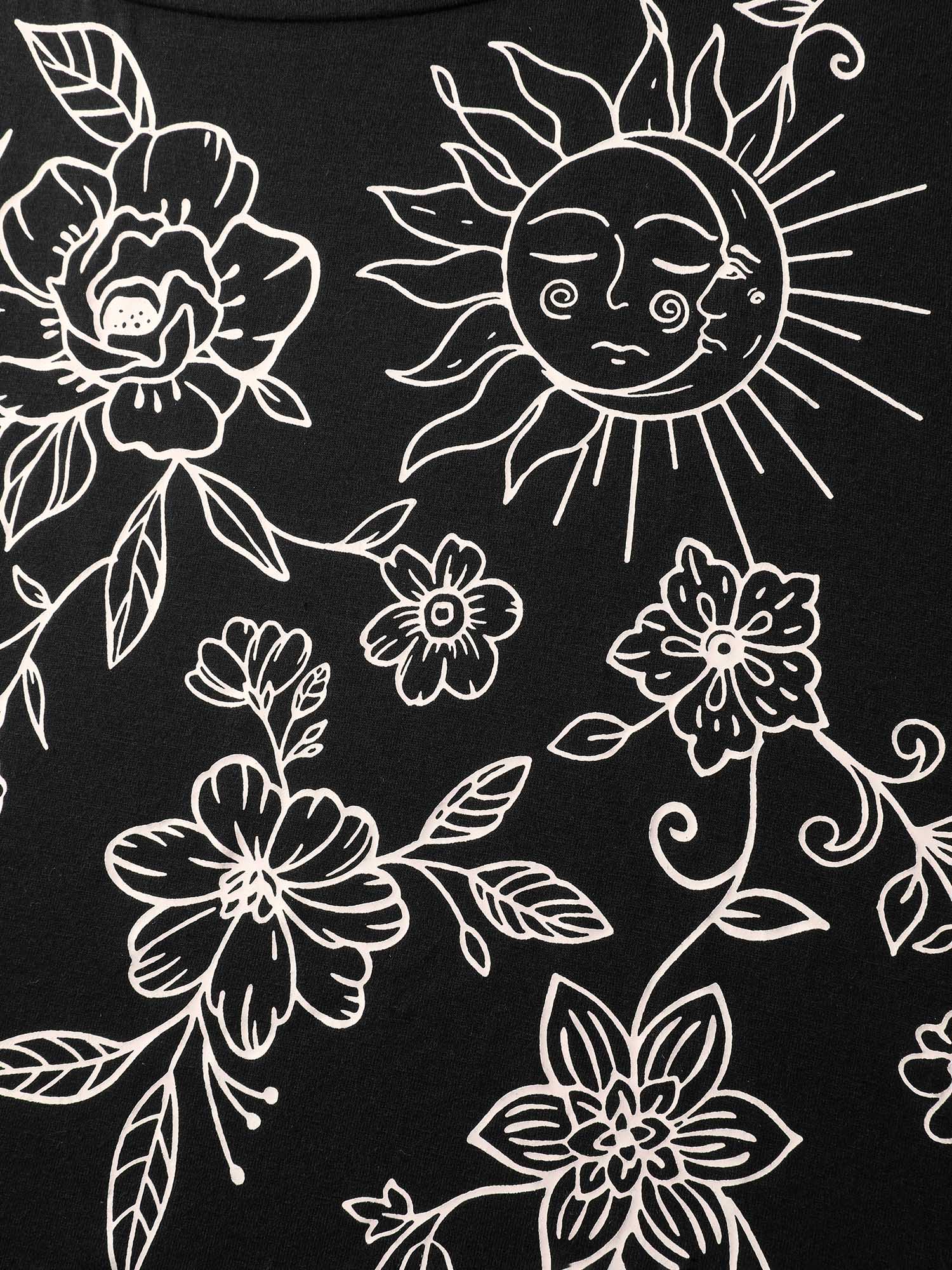 Floral Print Stretchy Round Neck T-Shirt - Image 6