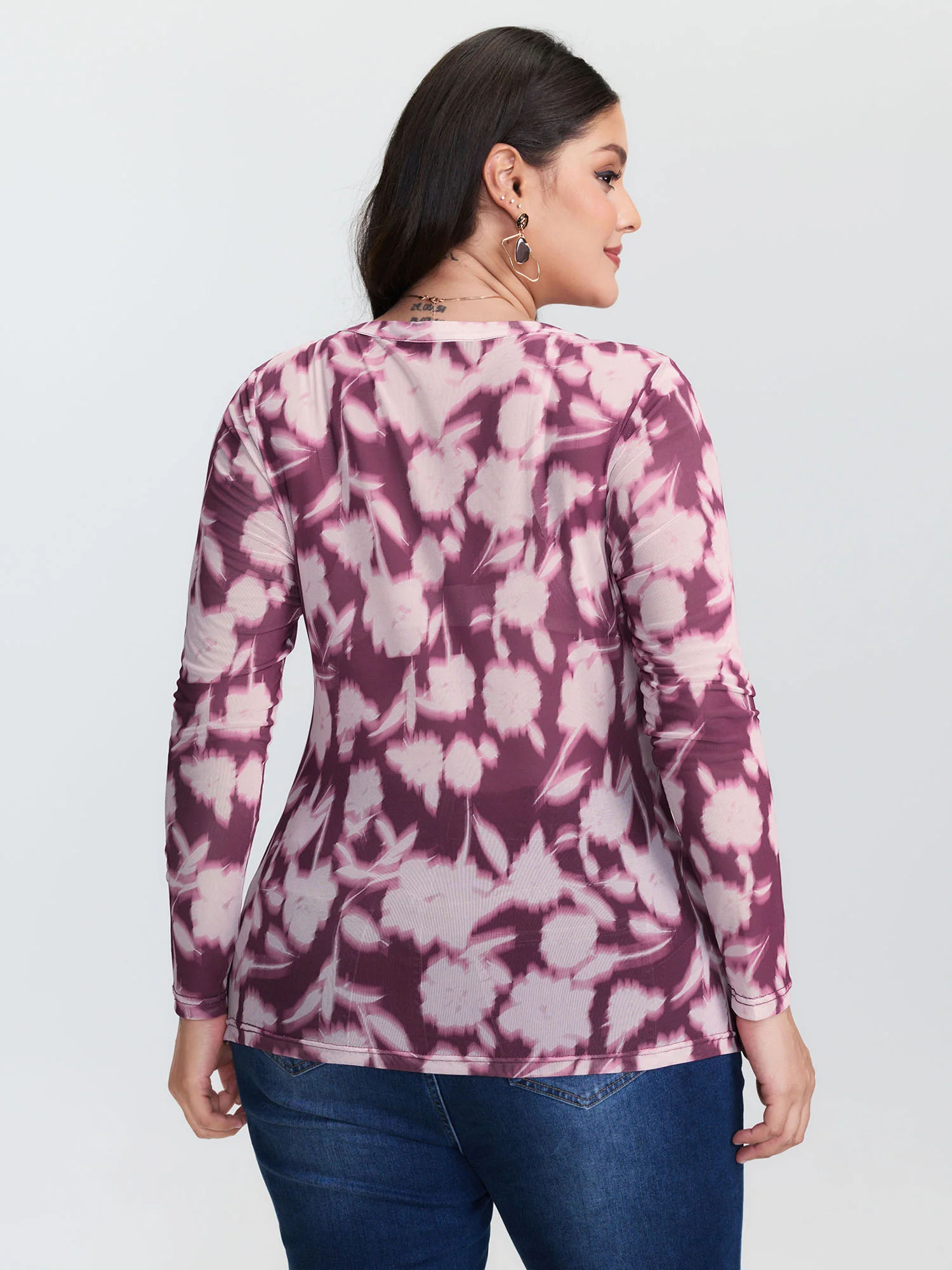 Floral Print Stretchy Shirred Bodice T-Shirt - Image 5