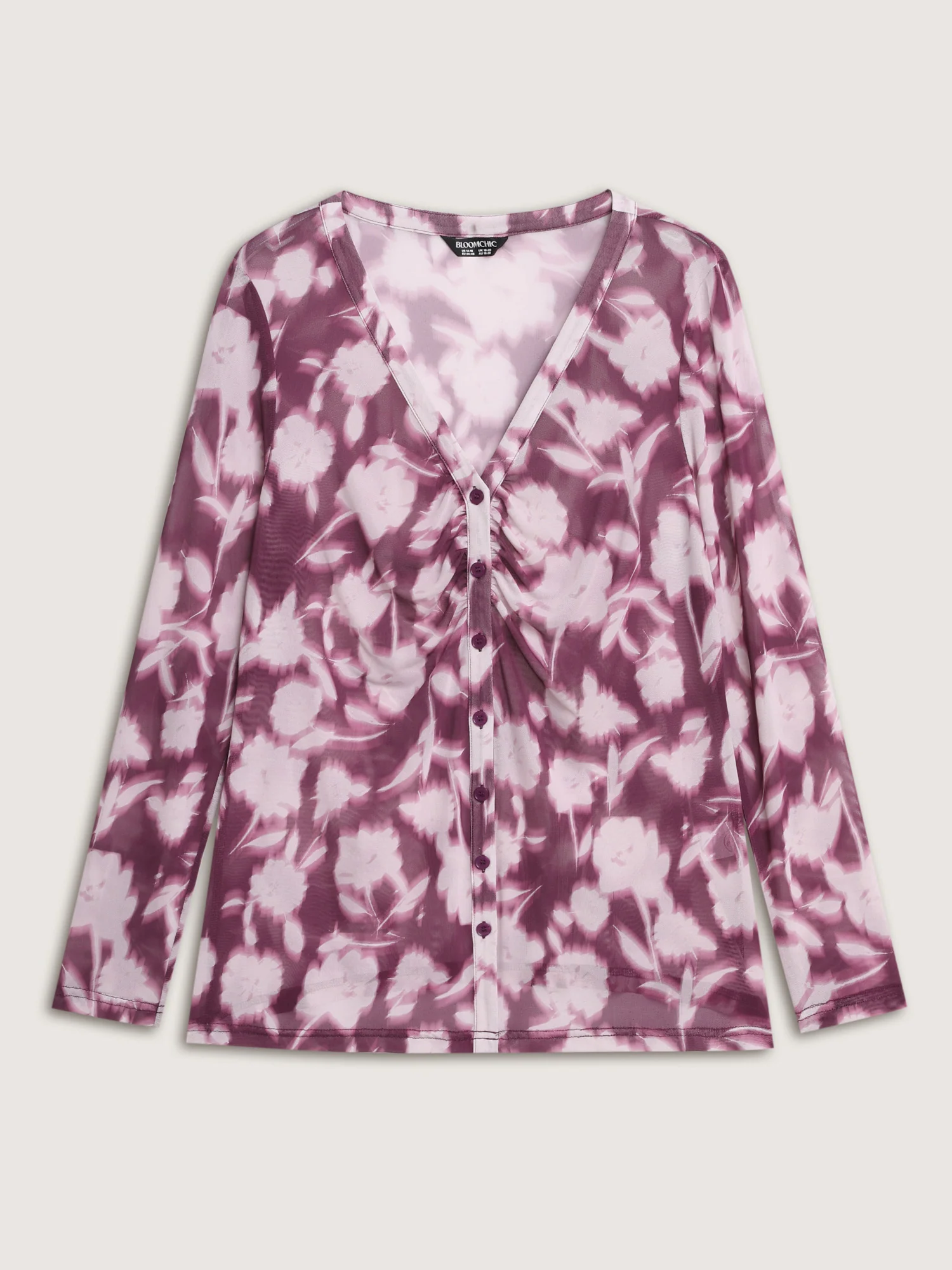 Floral Print Stretchy Shirred Bodice T-Shirt - Image 8
