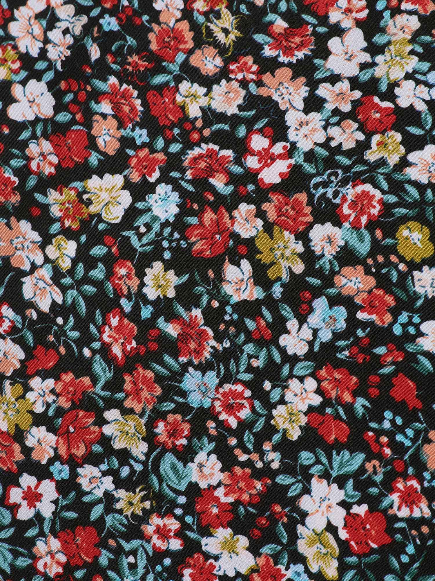 Floral Print Stretchy Smocked Waist Mini Skirt - Image 4