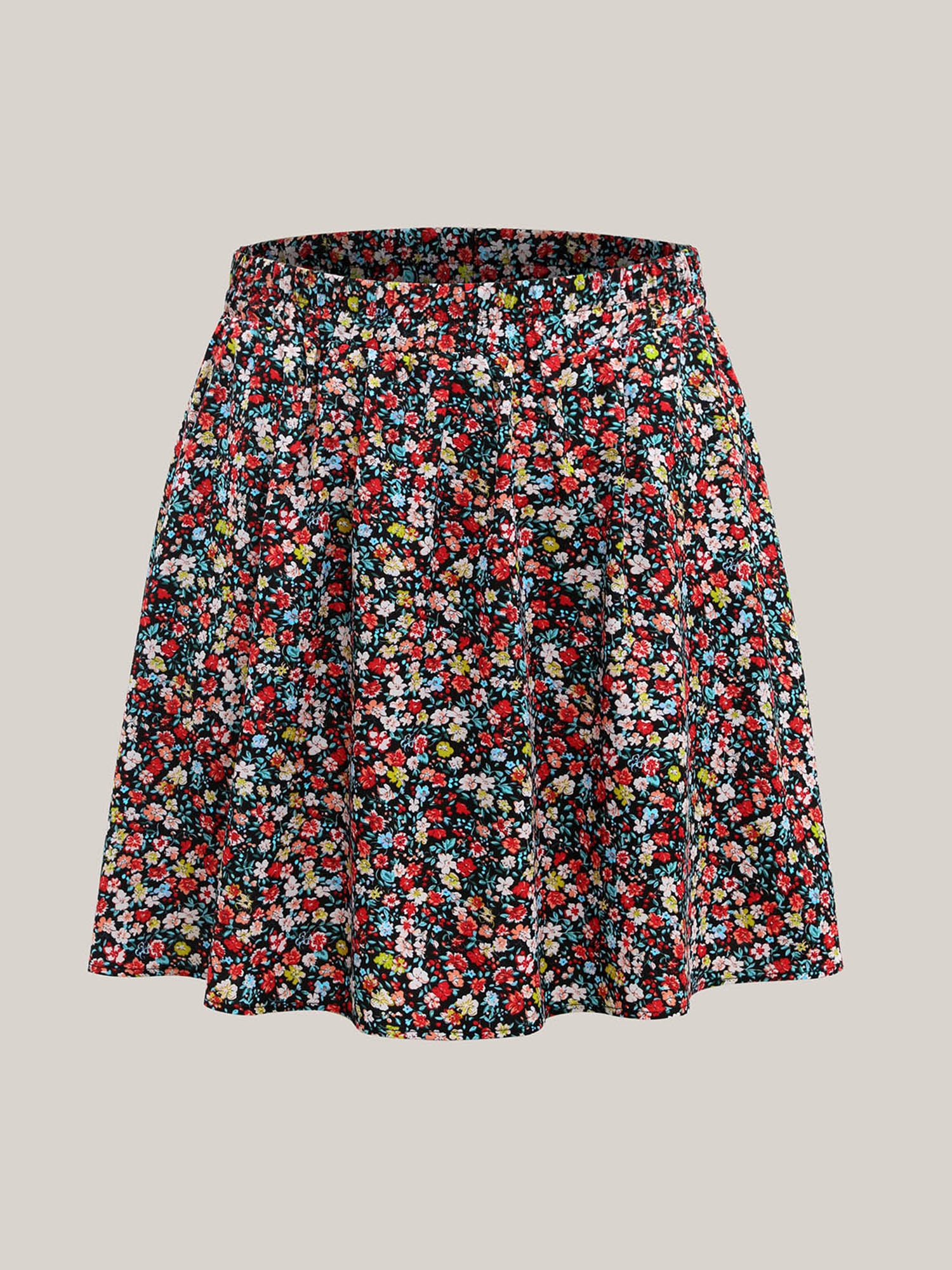 Floral Print Stretchy Smocked Waist Mini Skirt - Image 7