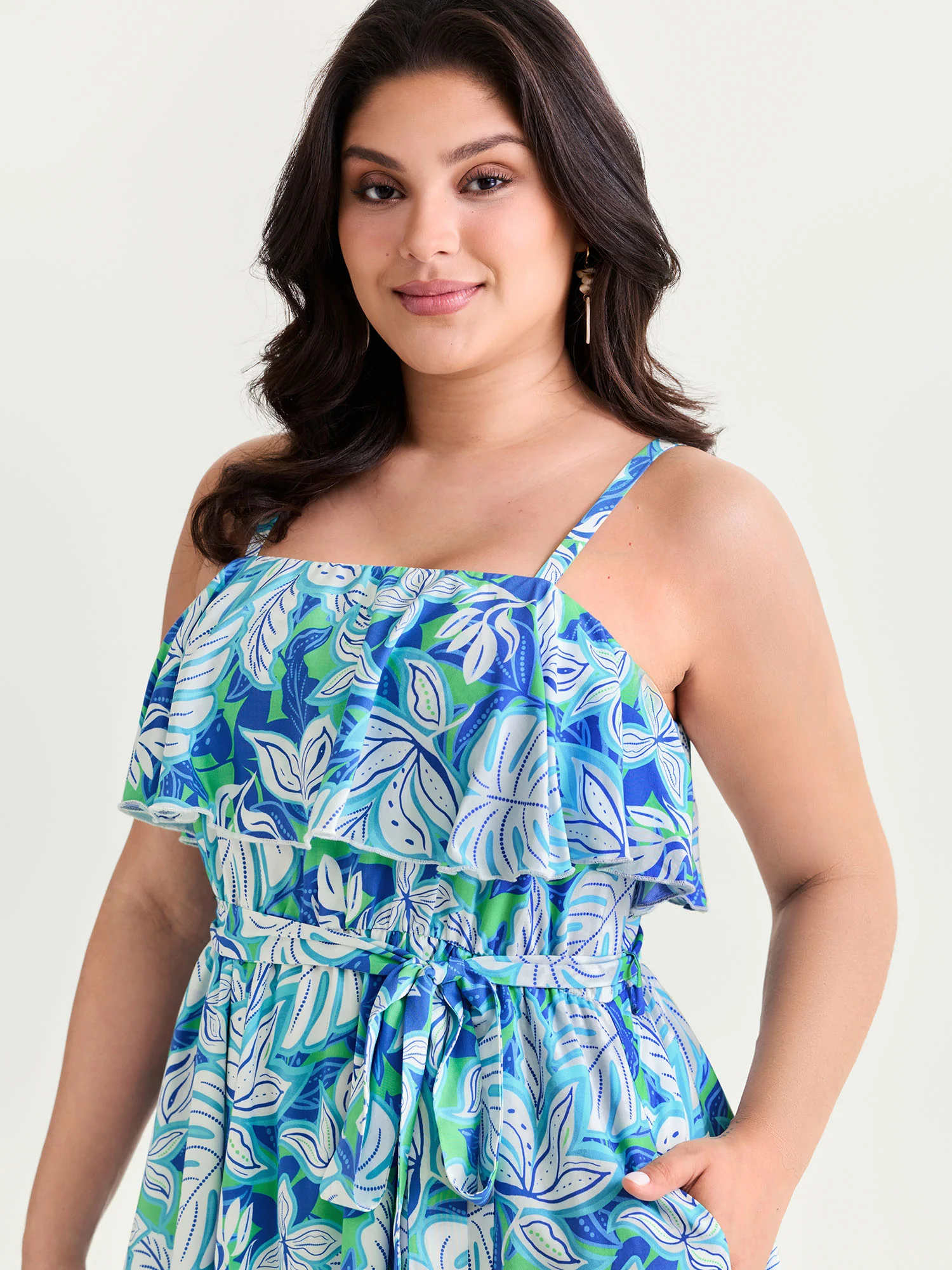 Floral Print Stretchy Waist Midi Dress - Image 2