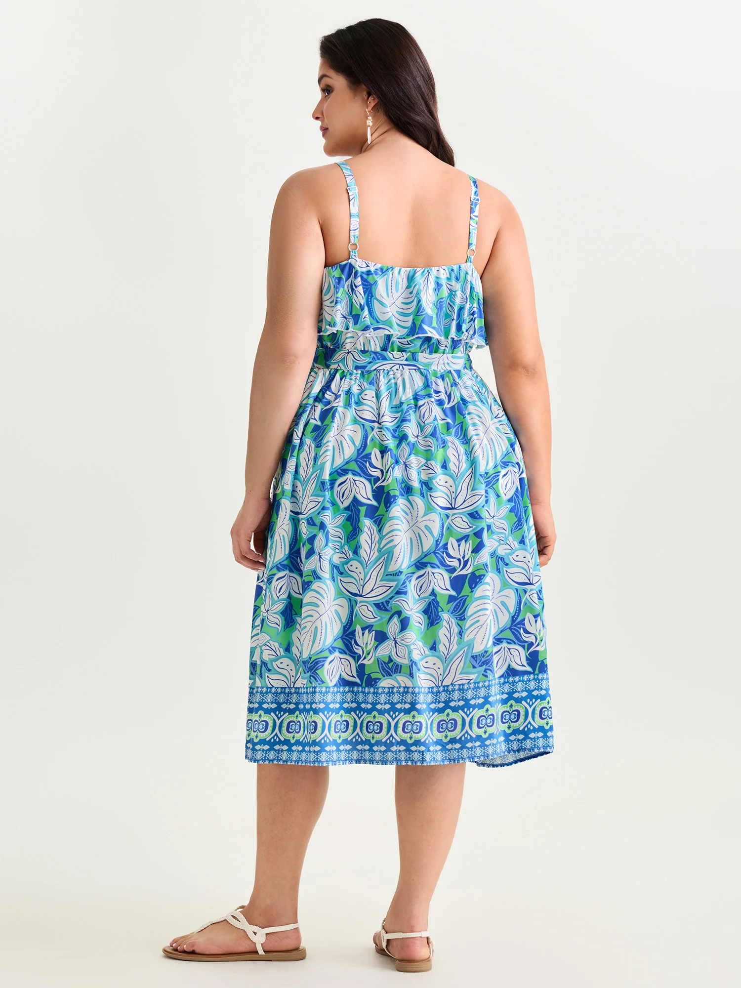 Floral Print Stretchy Waist Midi Dress - Image 3