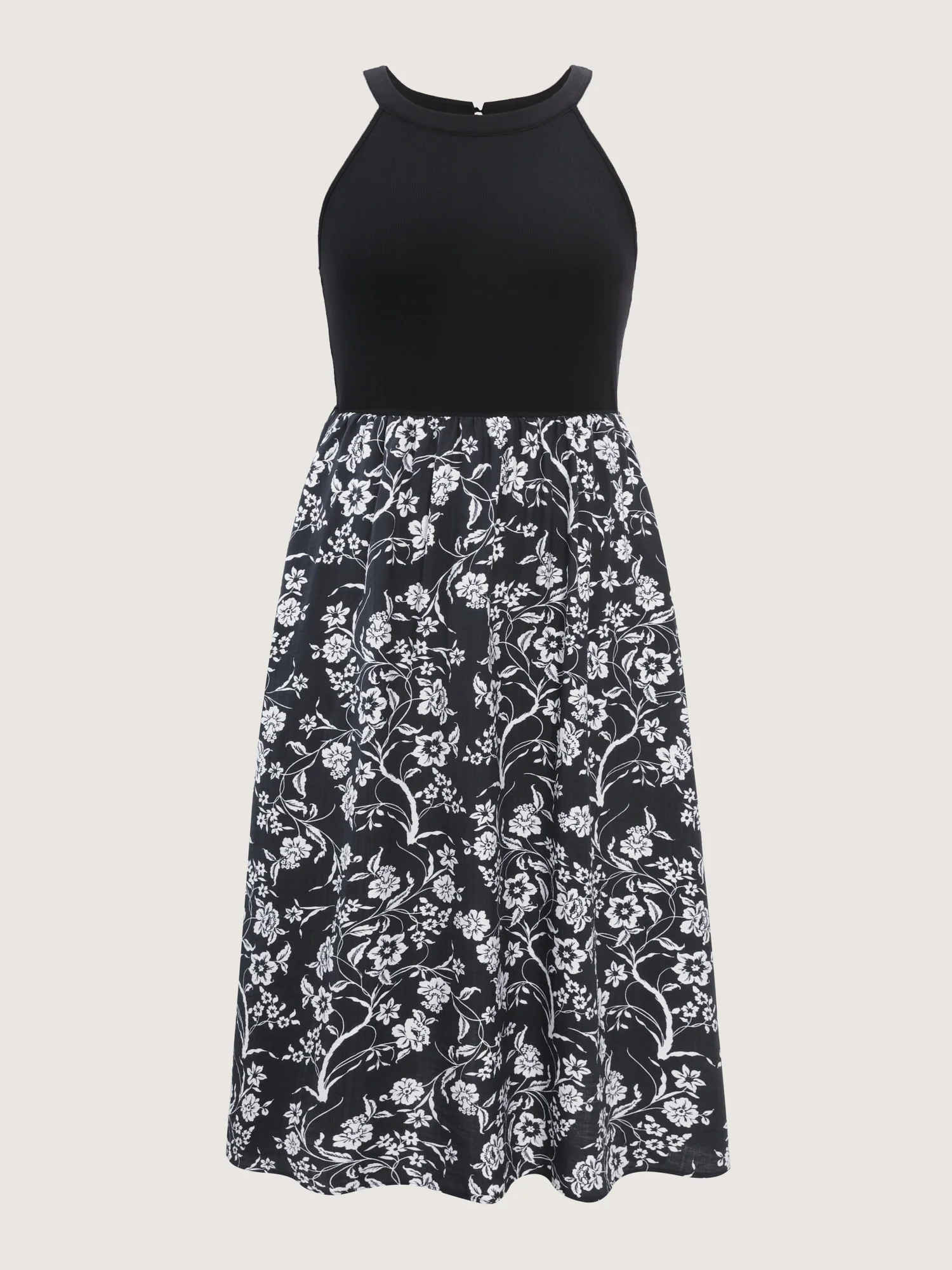 Floral Print Stretchy Waist Pockets Midi Dress - Image 7