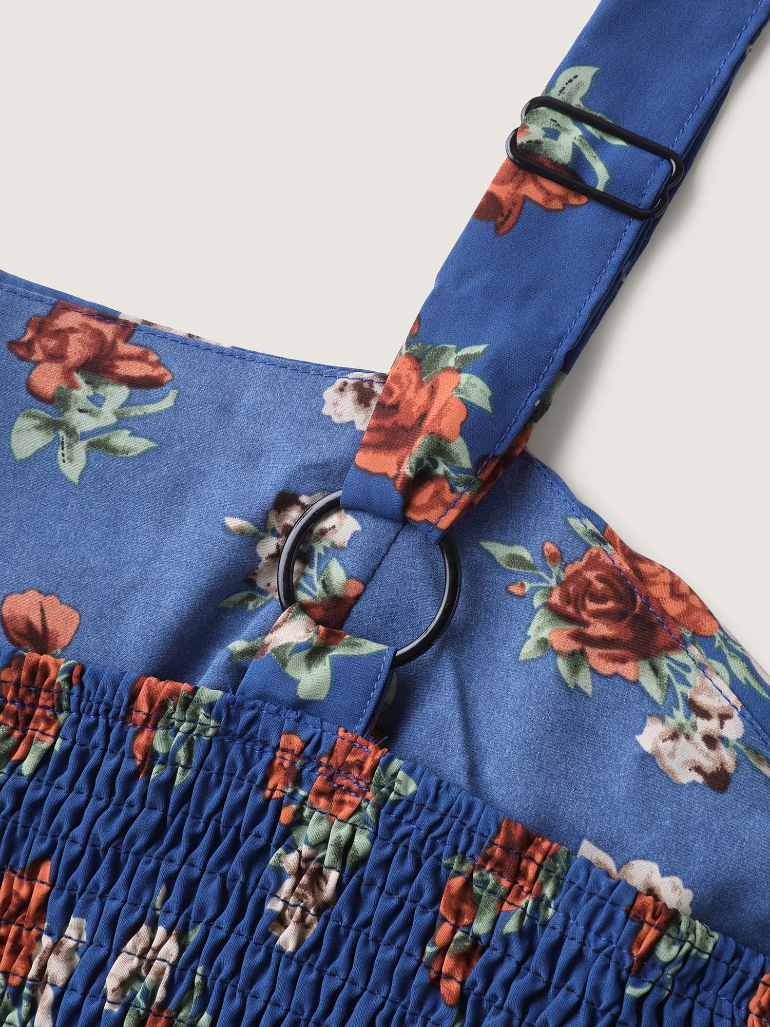 Floral Print Stretchy Waist Shirred Back Jumpsuit - Image 5