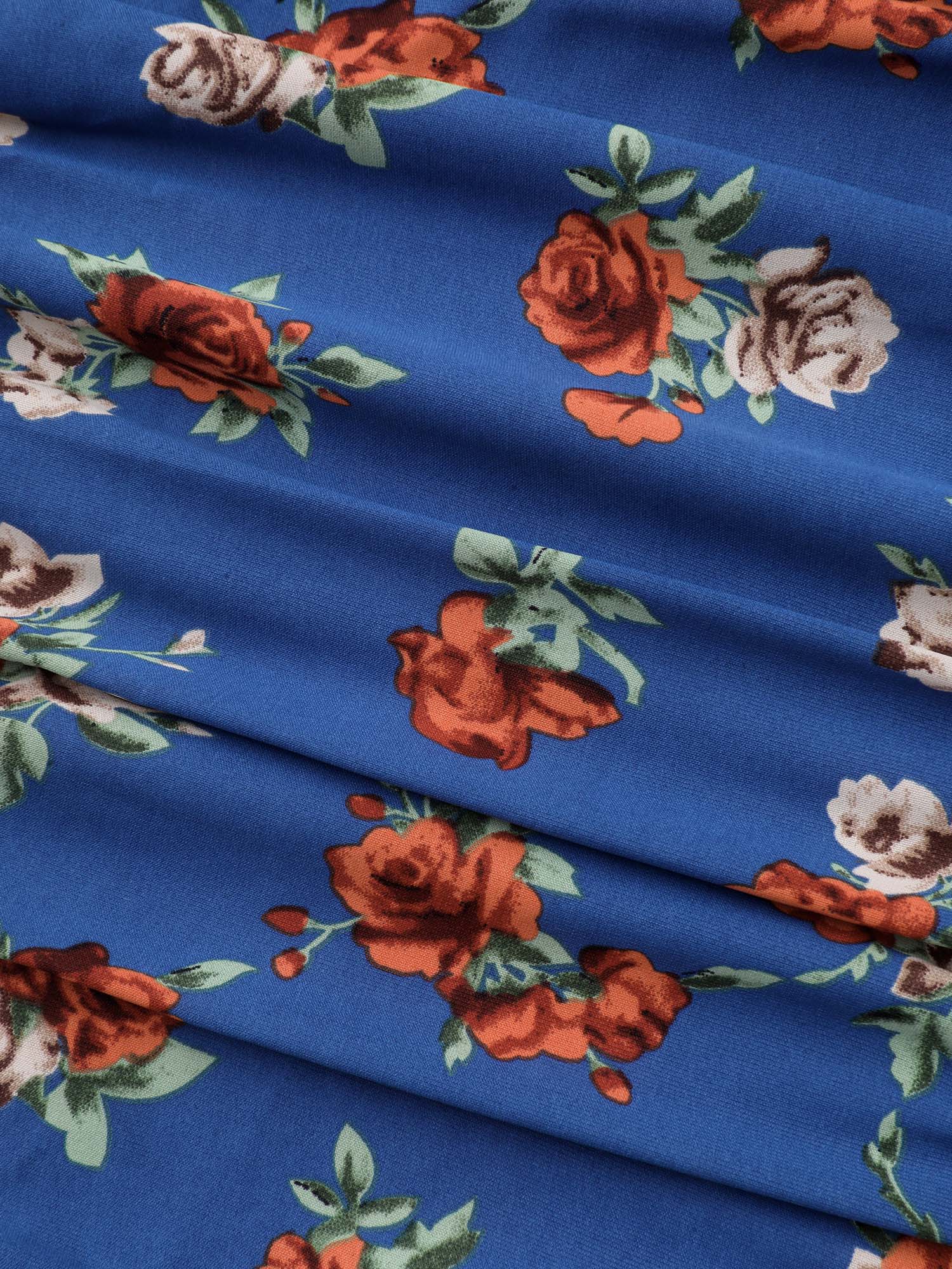 Floral Print Stretchy Waist Shirred Back Jumpsuit - Image 6