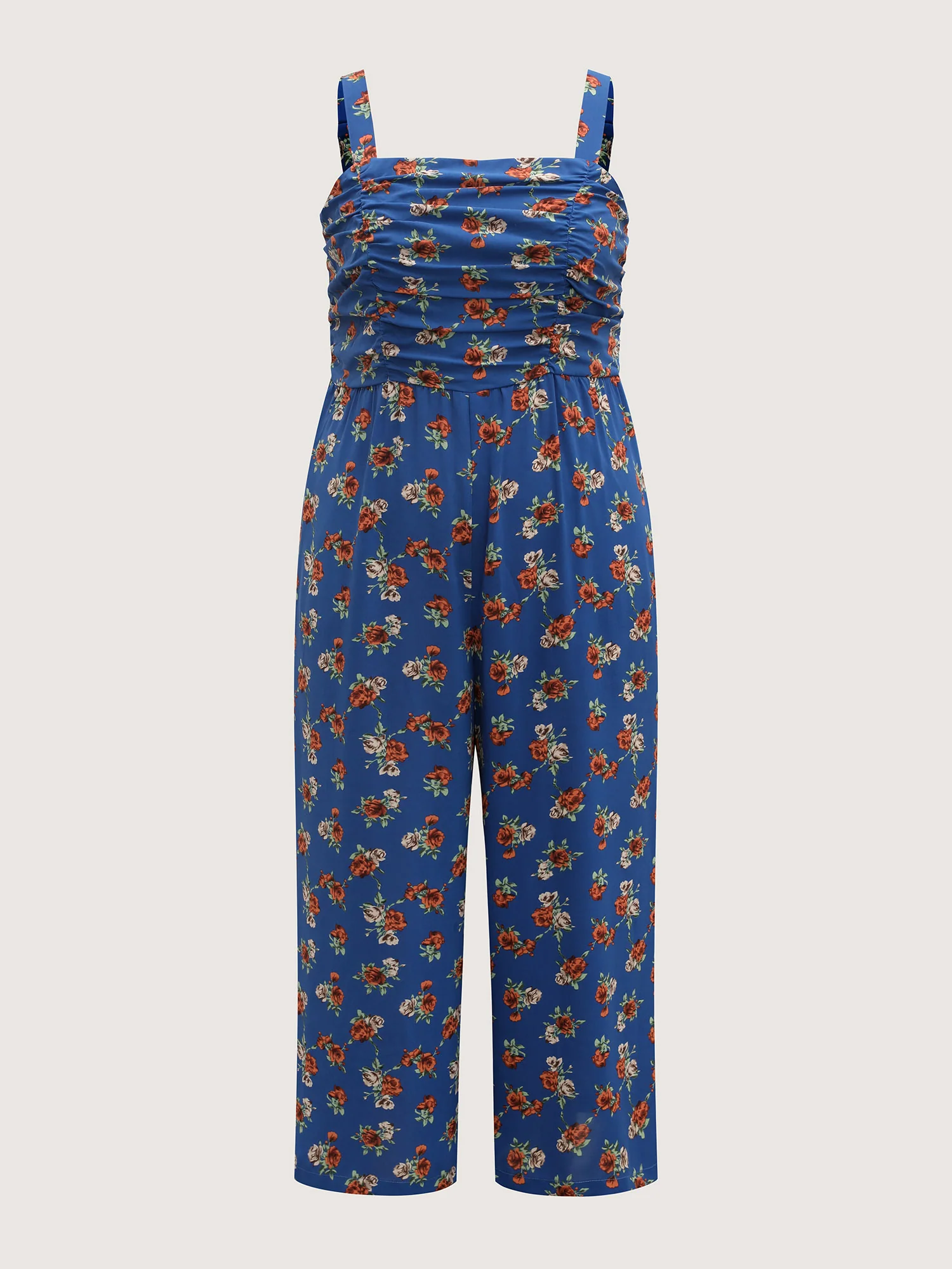 Floral Print Stretchy Waist Shirred Back Jumpsuit - Image 7