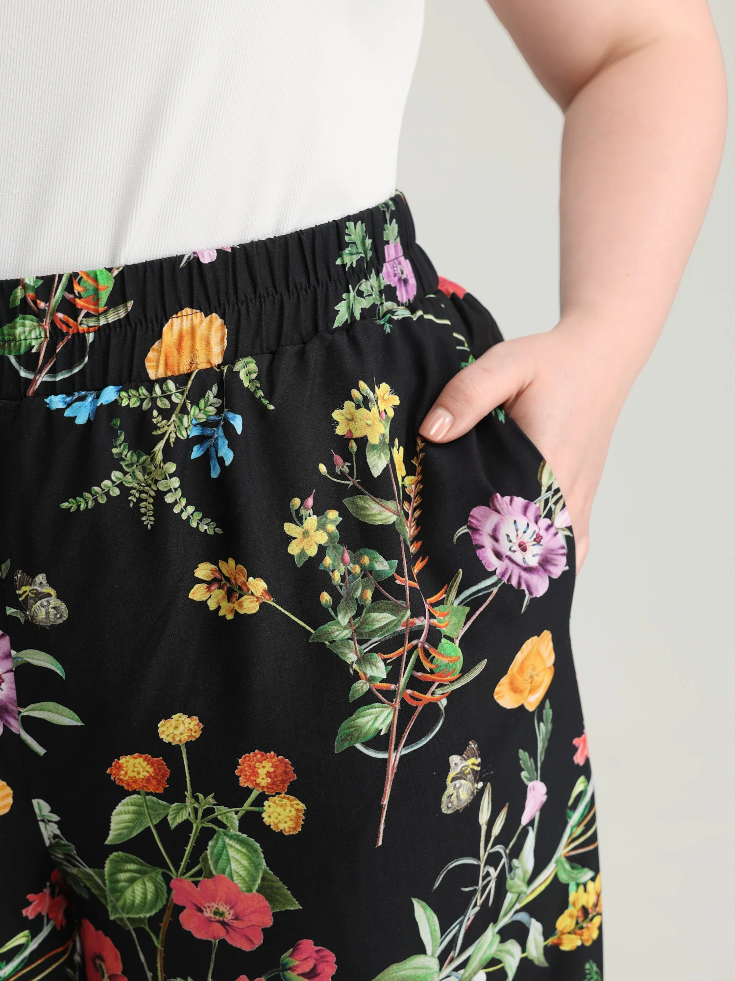 Floral Print Stretchy Waist Wide-Leg Pants - Image 11