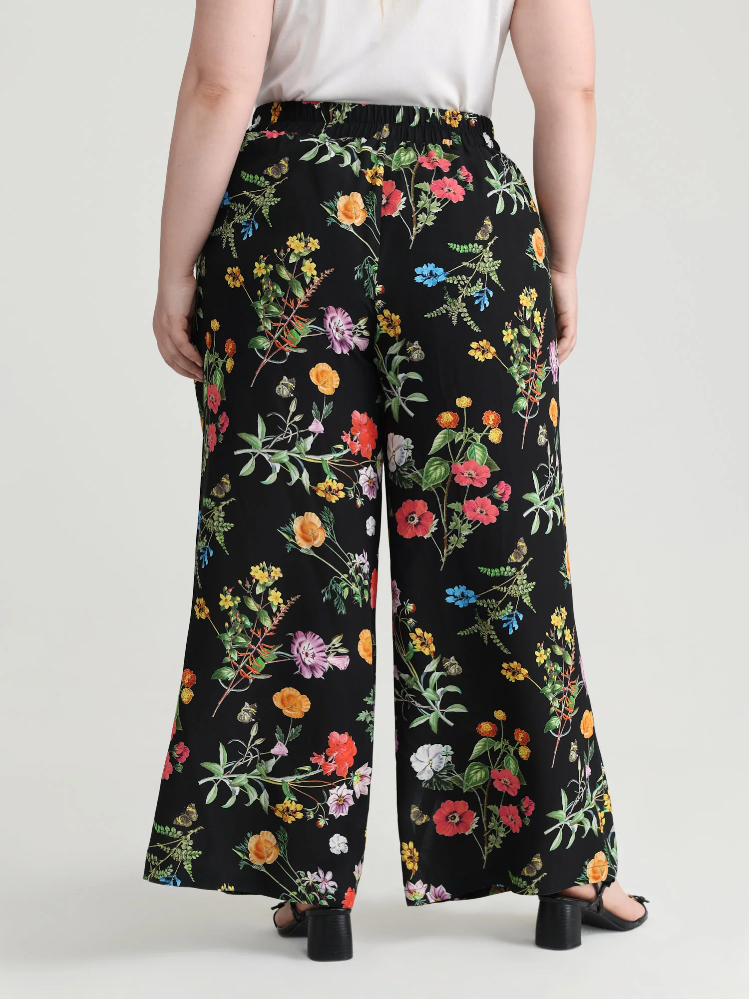 Floral Print Stretchy Waist Wide-Leg Pants - Image 13