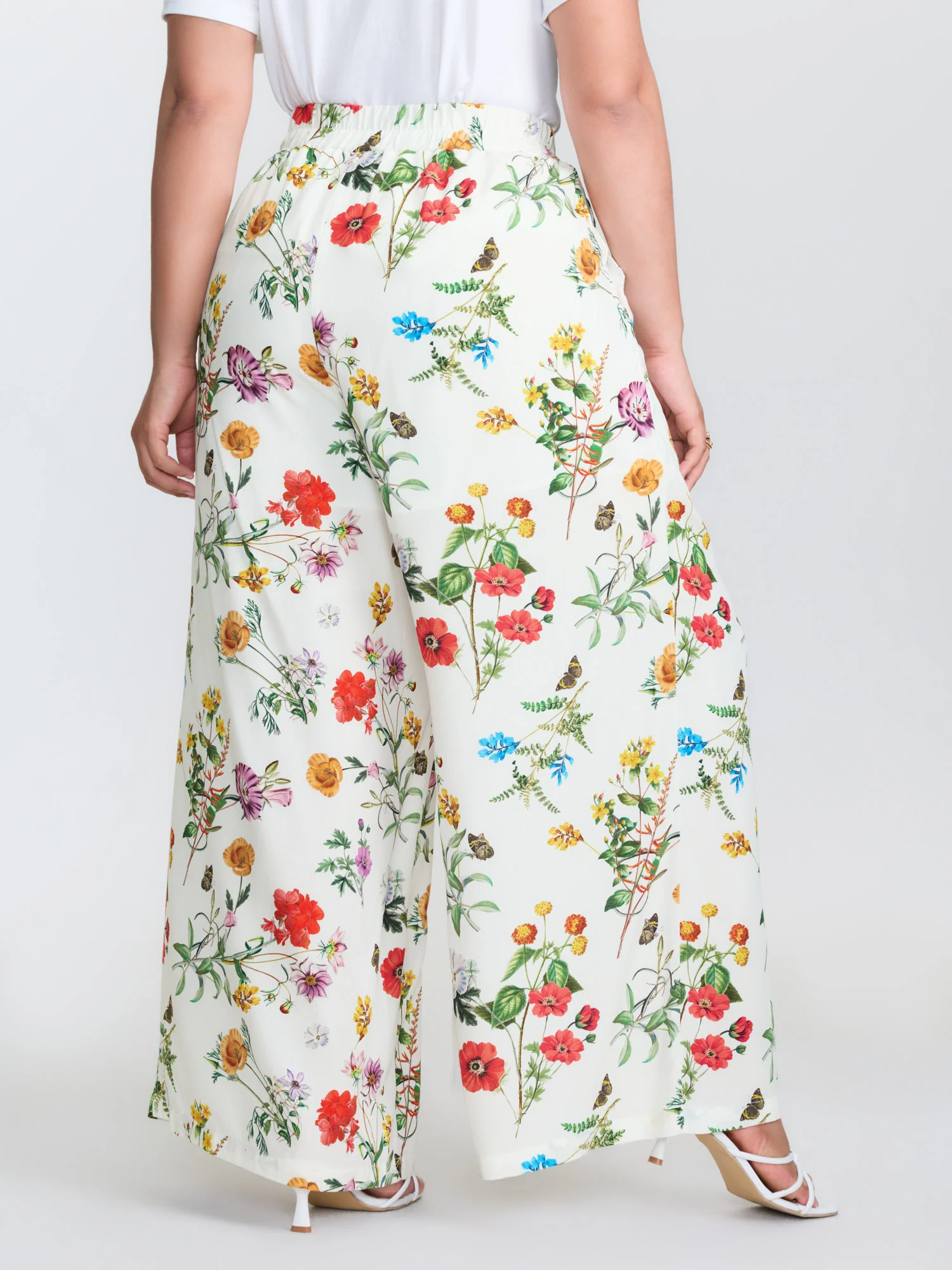 Floral Print Stretchy Waist Wide-Leg Pants - Image 5