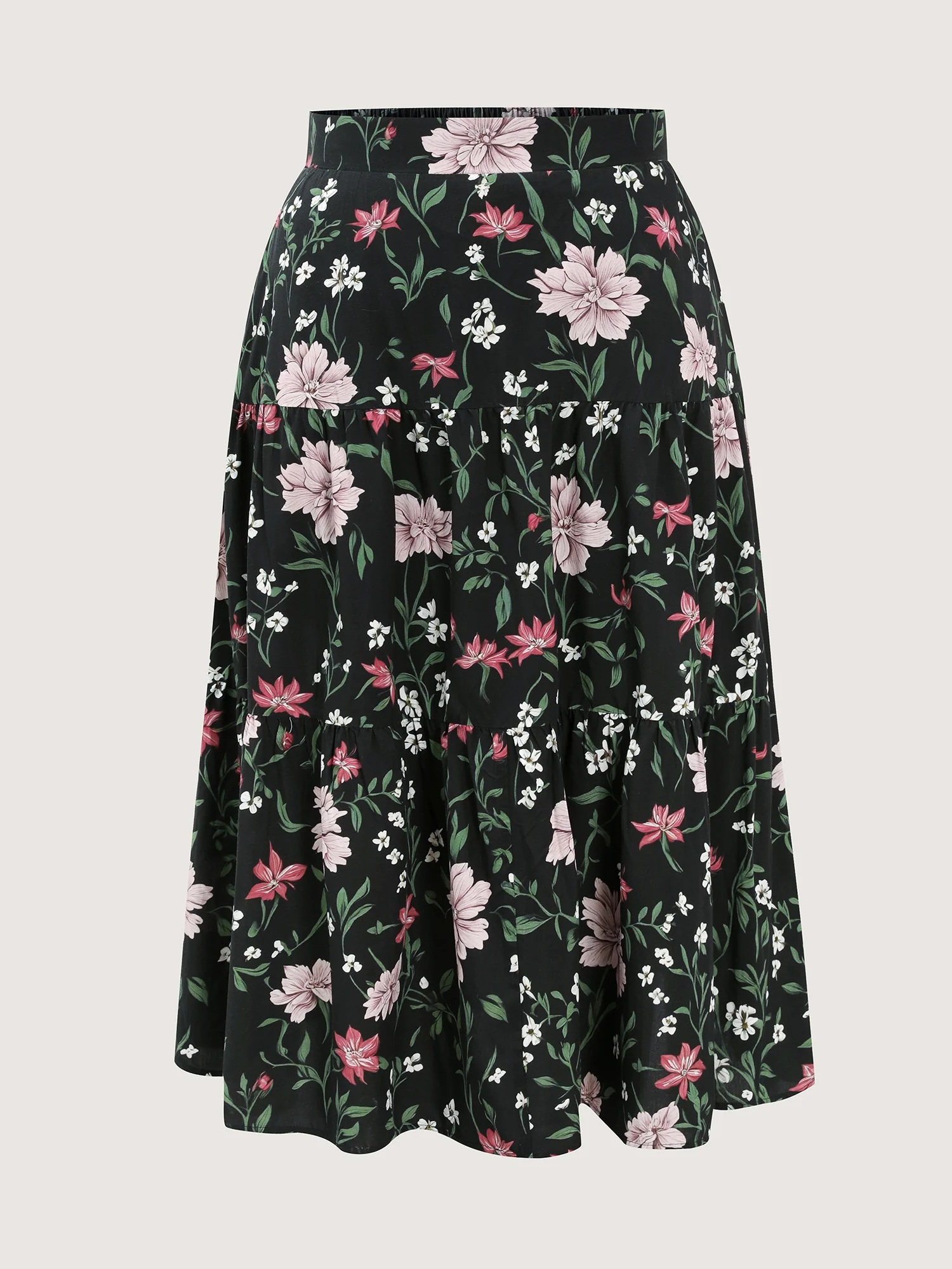 Floral Print Stretchy Waistband Maxi Skirt - Image 8