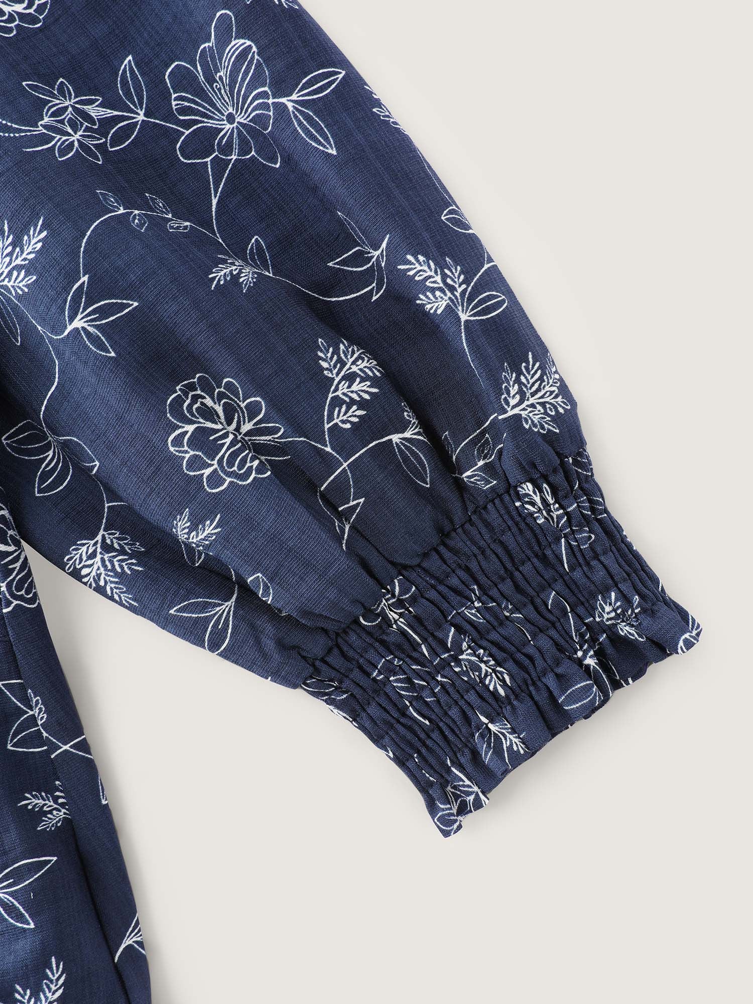 Floral Print Surplice Neck Blouse - Image 5