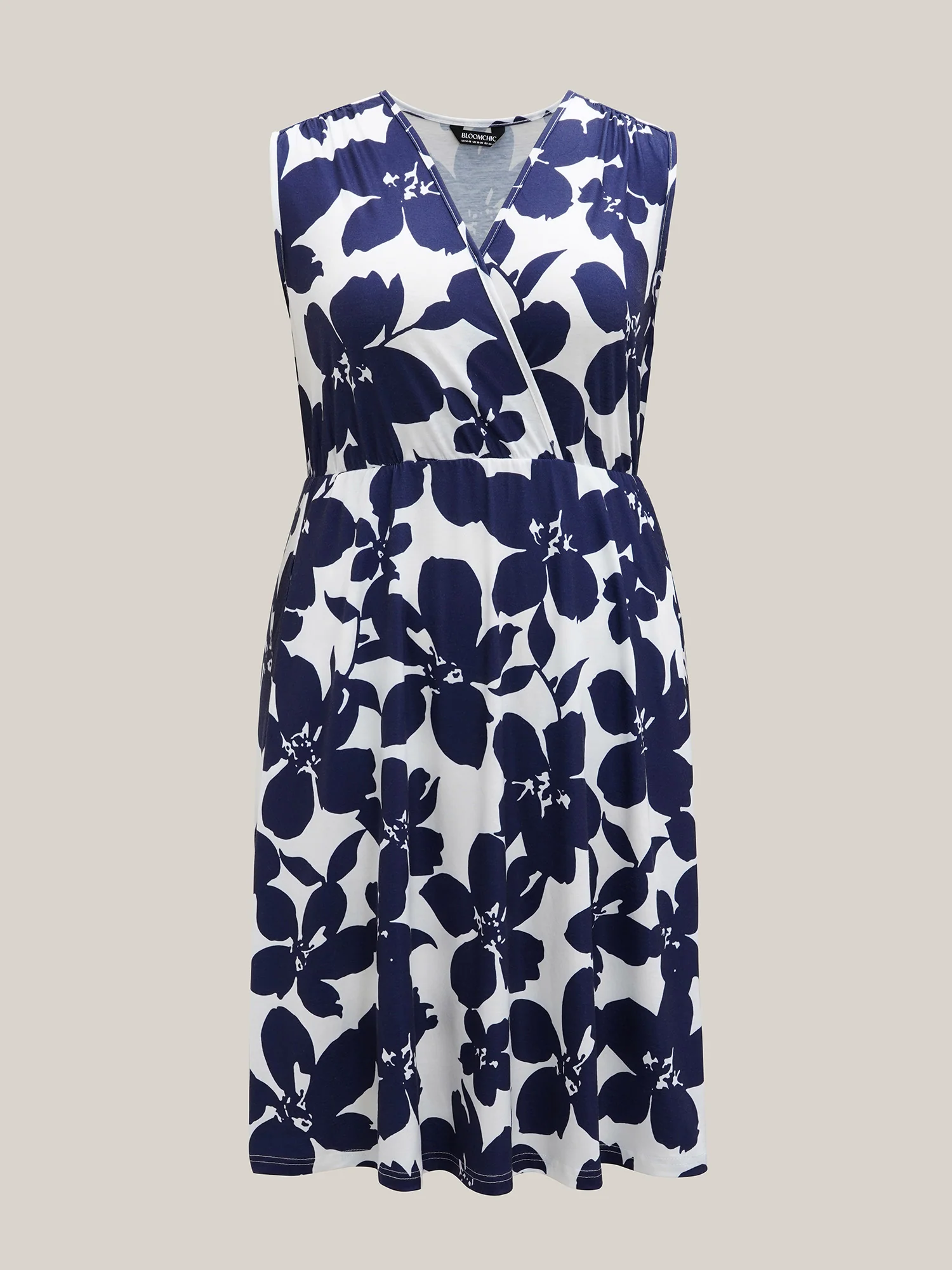Floral Print Surplice Neck Midi Dress - Image 8