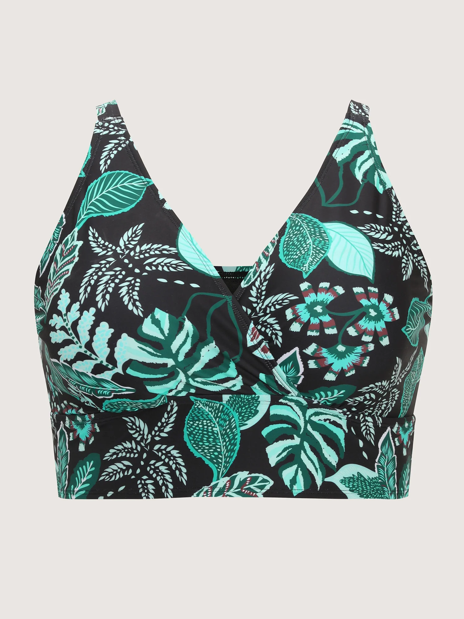 Tropical Print Surplice Neckline Bikini Top - Image 8