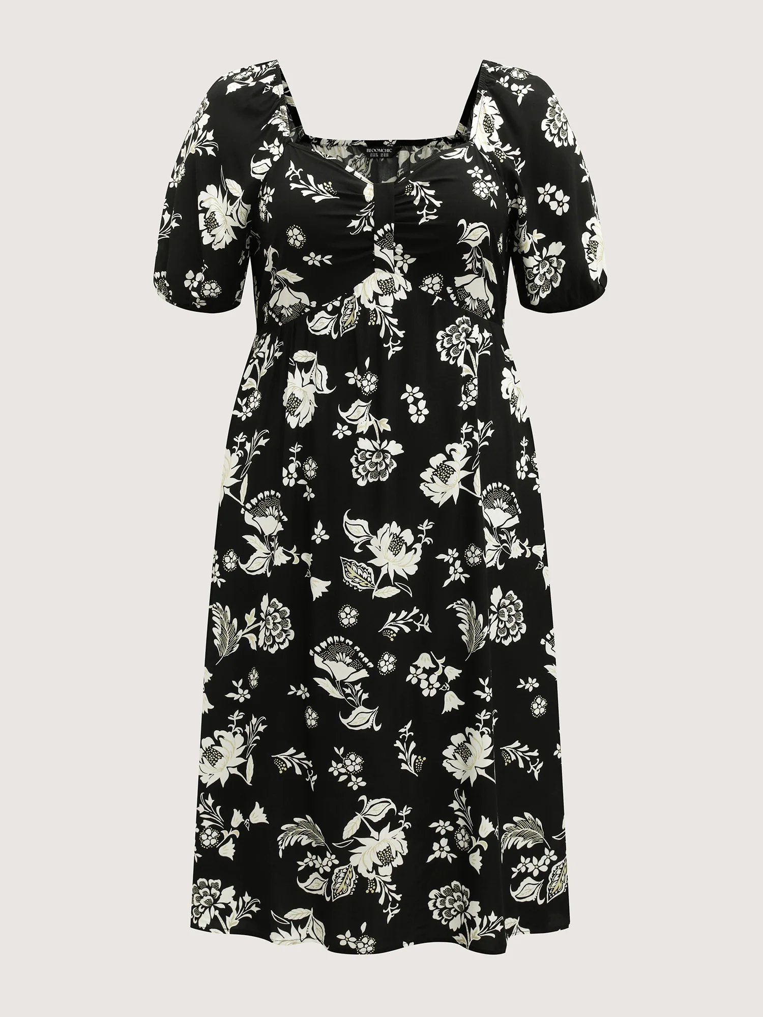 Floral Print Sweetheart Neck Midi Dress - Image 7