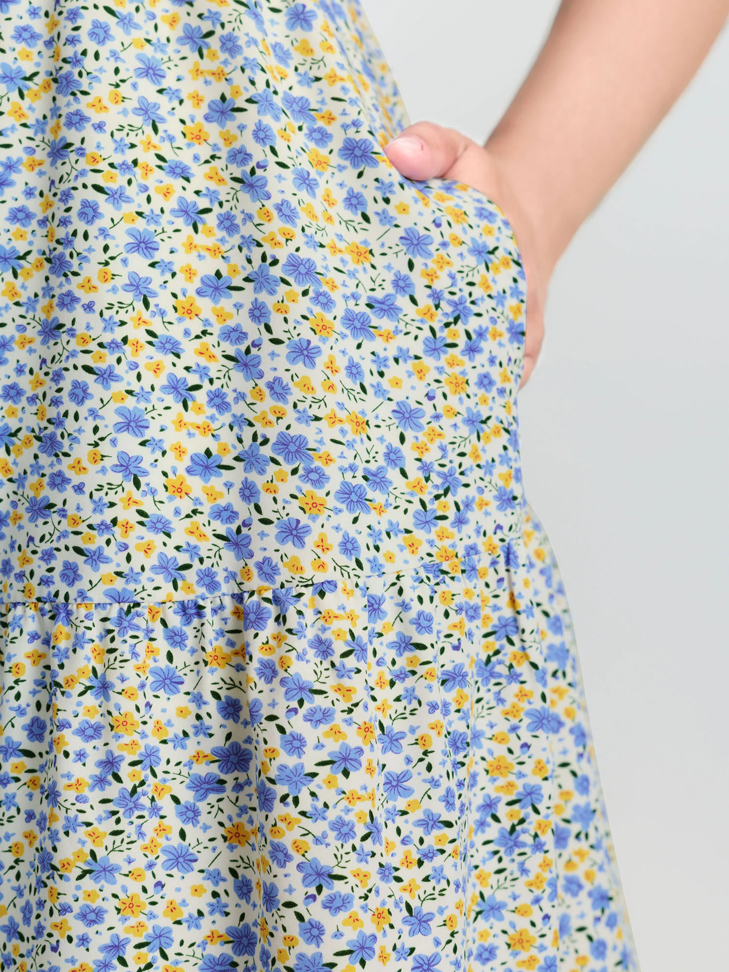 Floral Print Sweetheart Neckline Midi Dress - Image 3