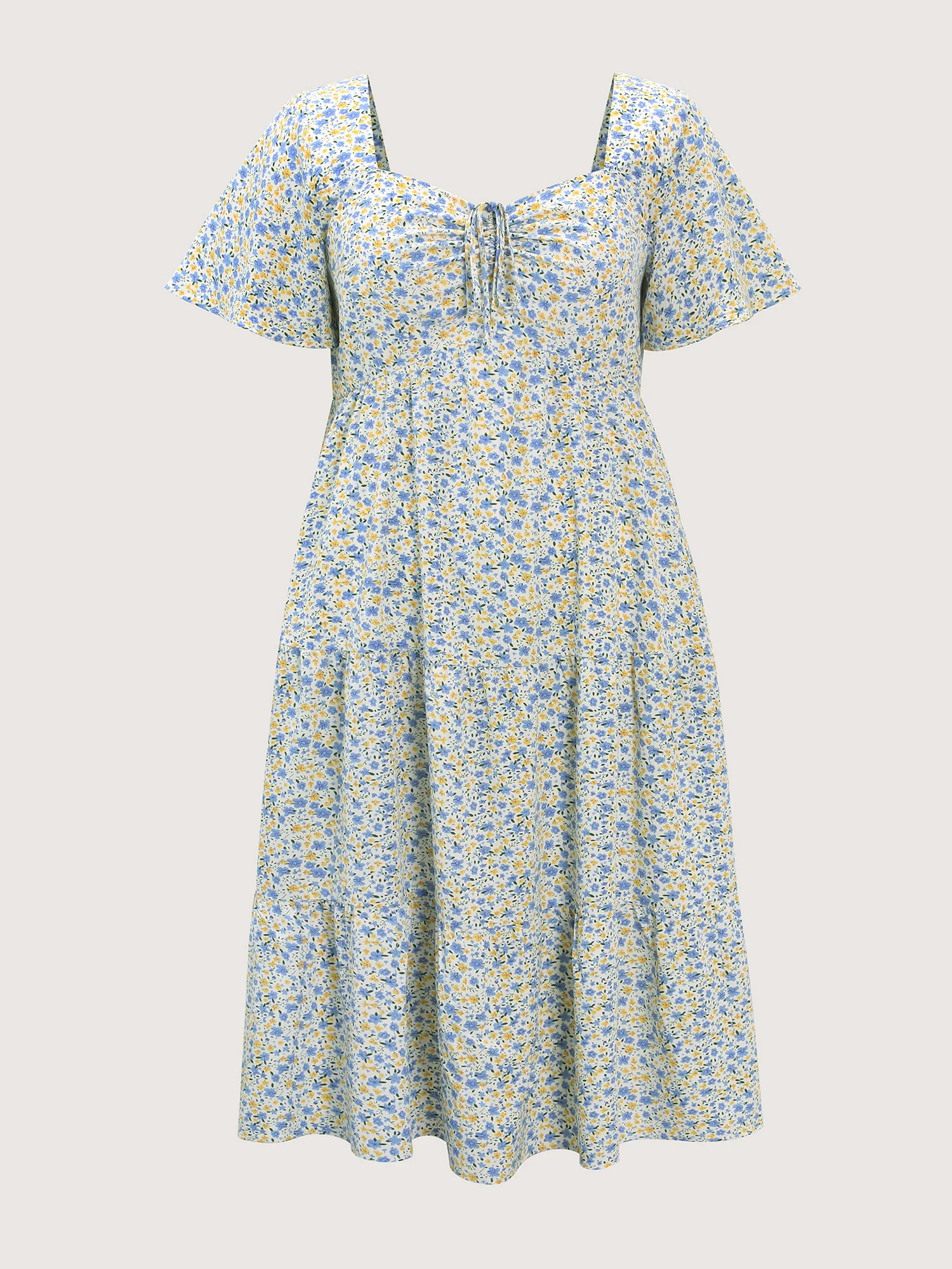 Floral Print Sweetheart Neckline Midi Dress - Image 7
