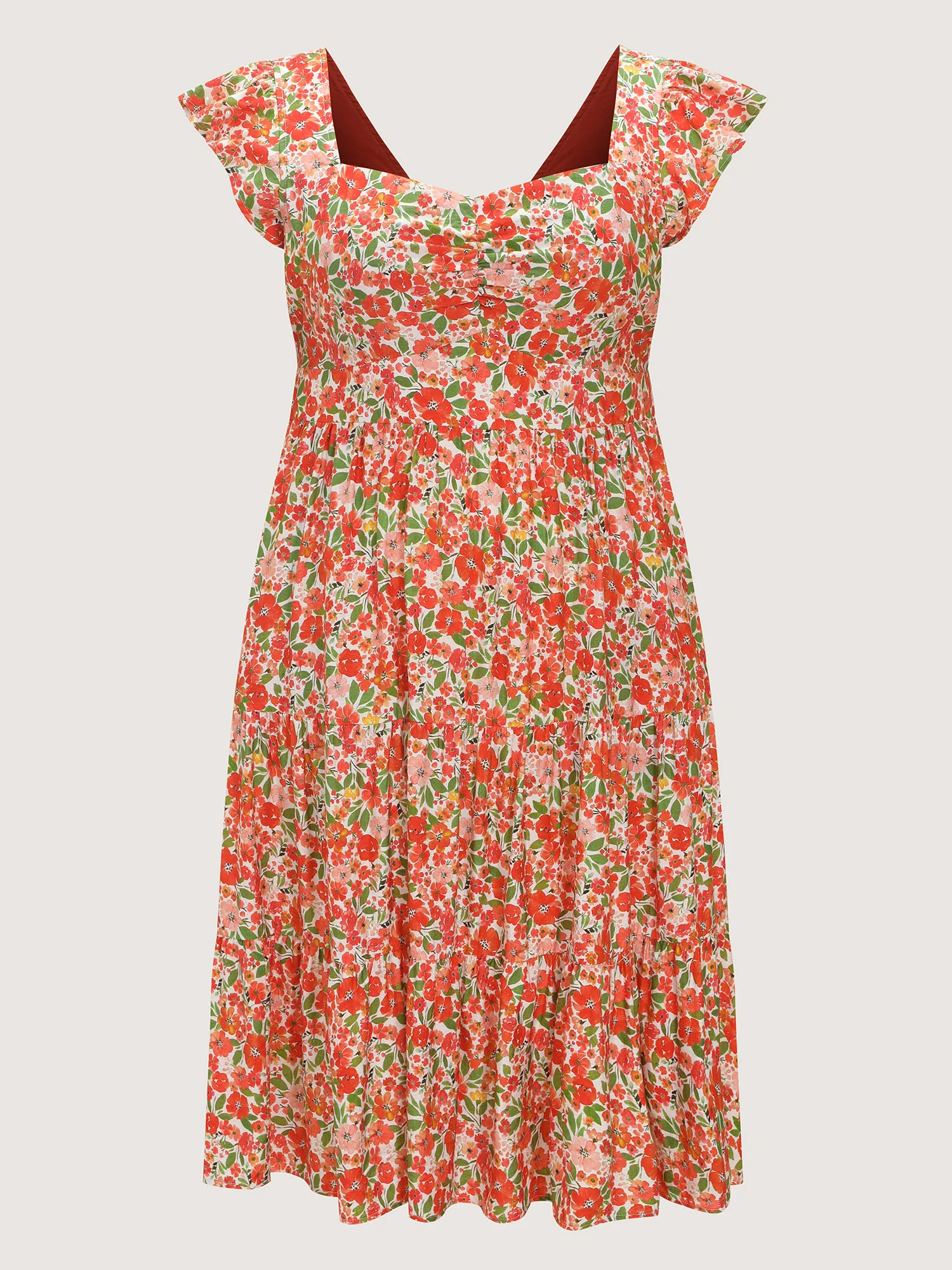 Floral Print Sweetheart Neckline Midi Dress - Image 8