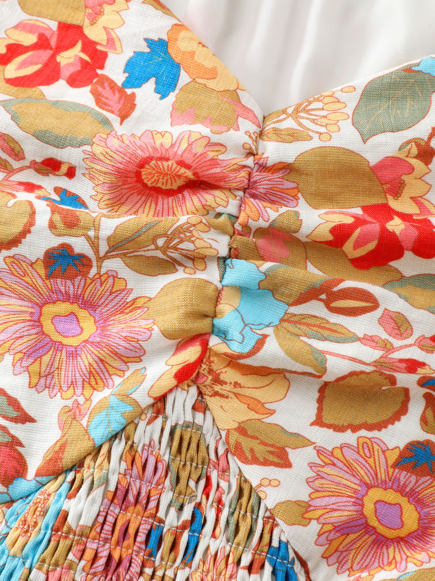 Floral Print Sweetheart Neckline Midi Dress - Image 5