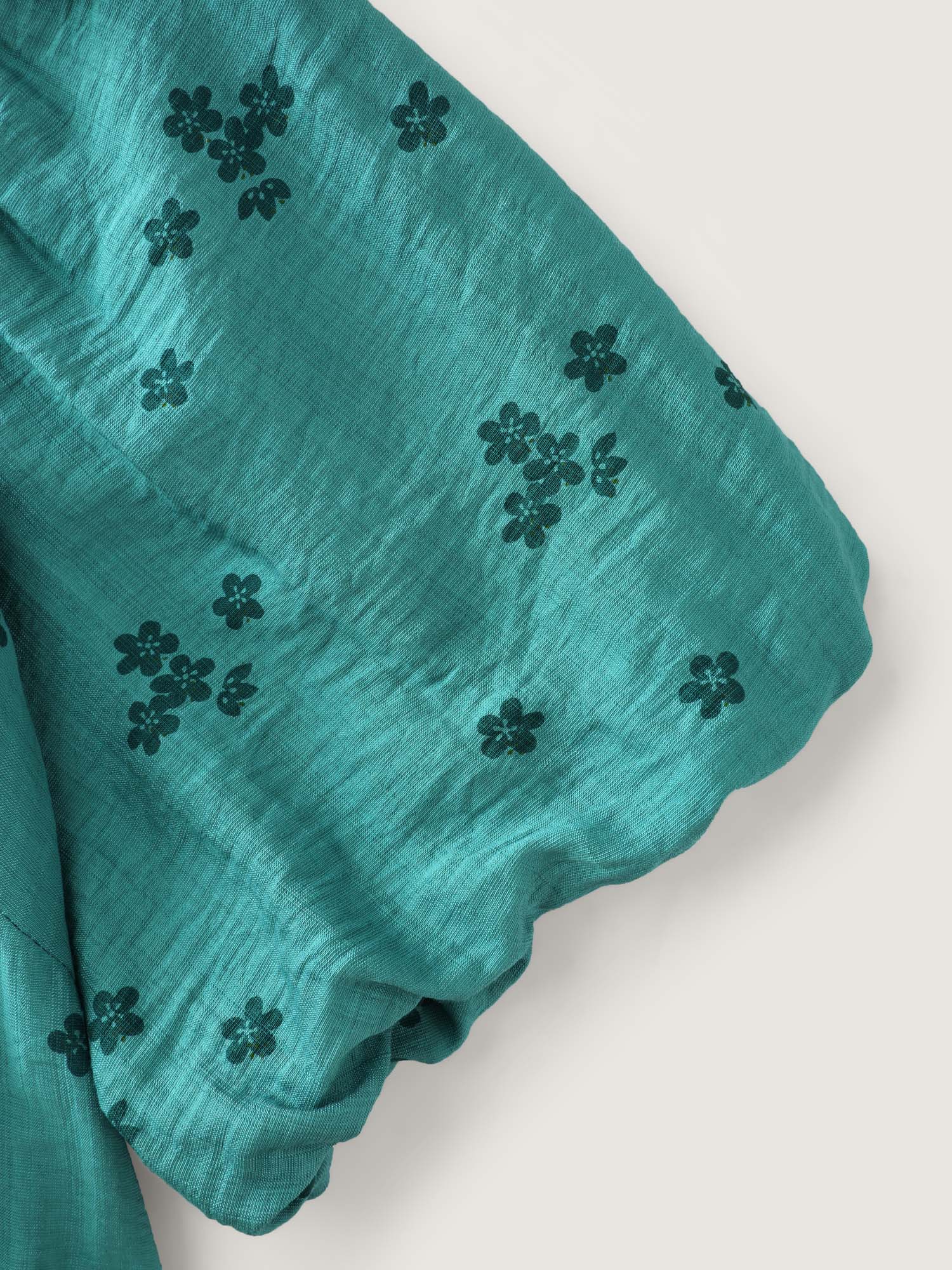 Floral Print Sweetheart Neckline Rayon Blouse - Image 5