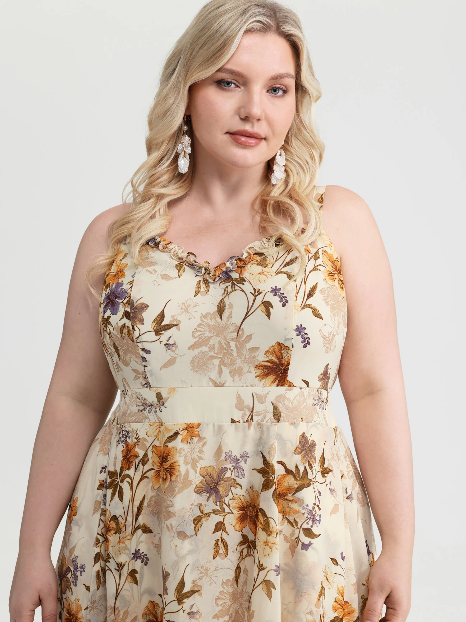 Floral Print Sweetheart Neckline Slit Maxi Dress - Image 2
