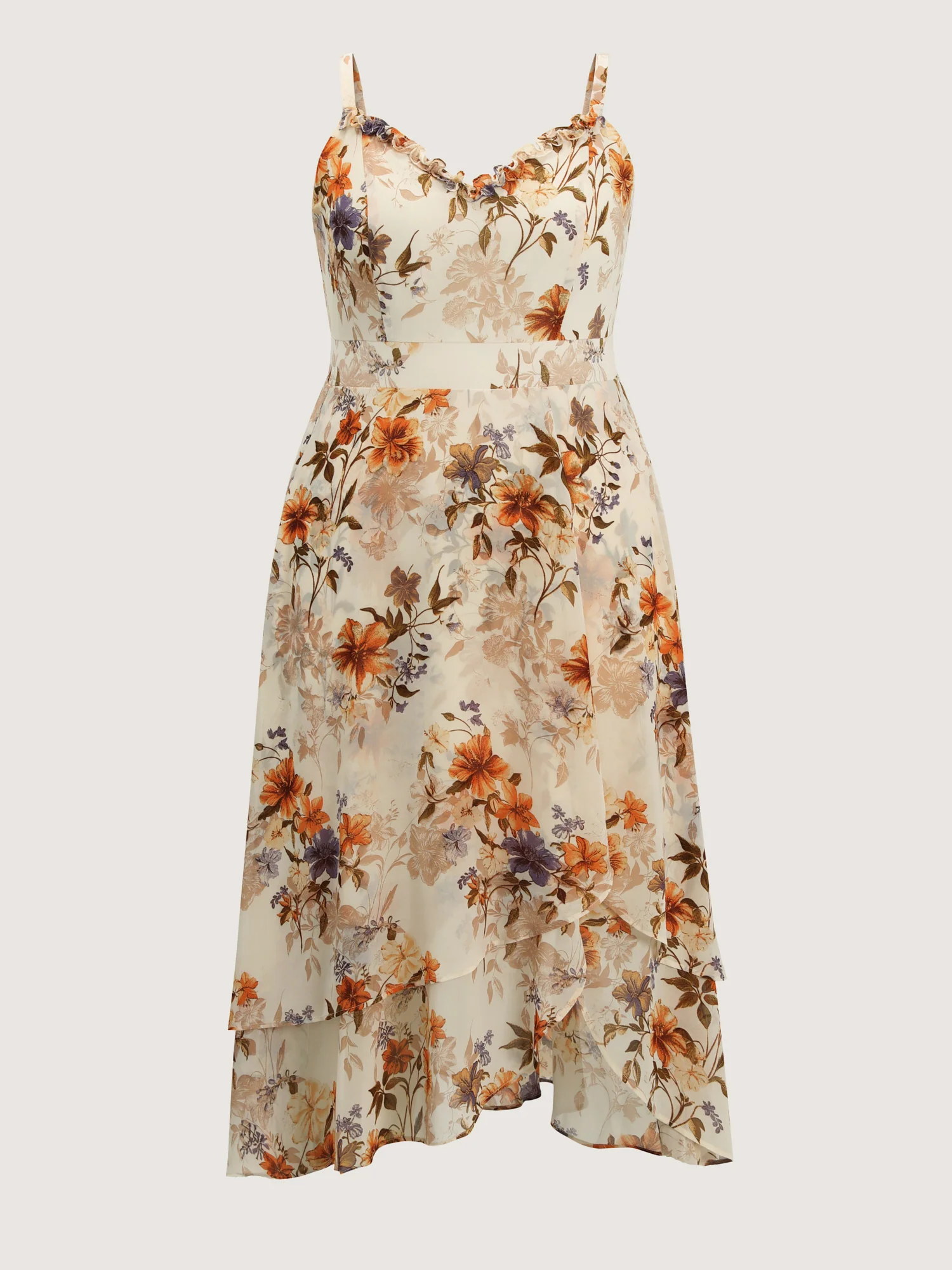 Floral Print Sweetheart Neckline Slit Maxi Dress - Image 7