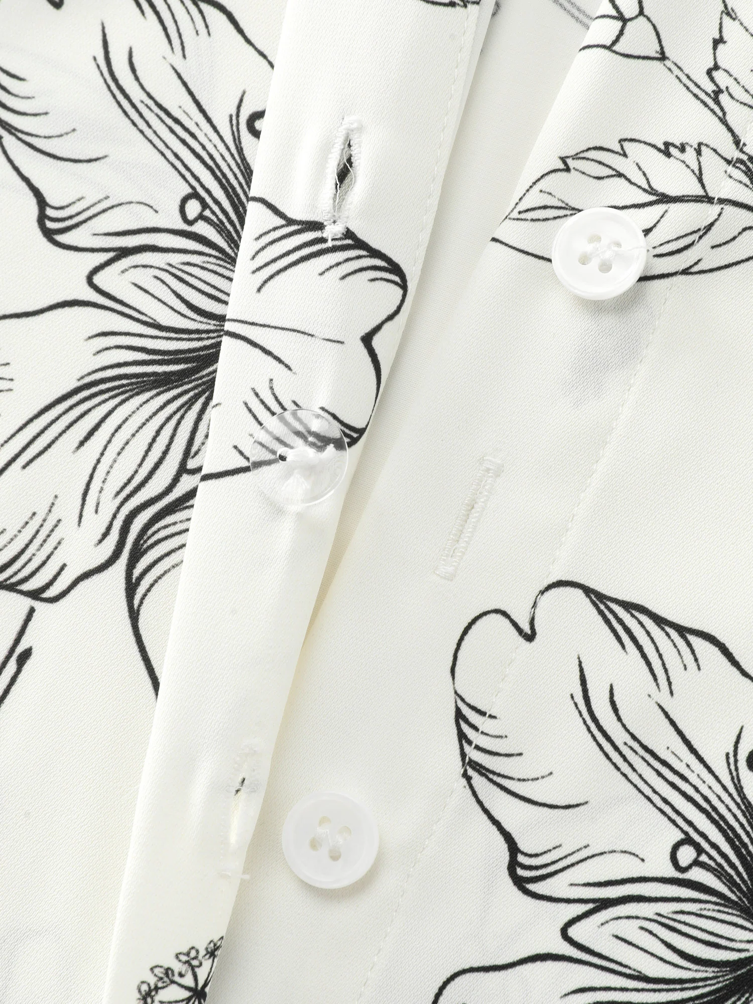 Floral Print Tab Sleeve Button-Down Blouse - Image 6