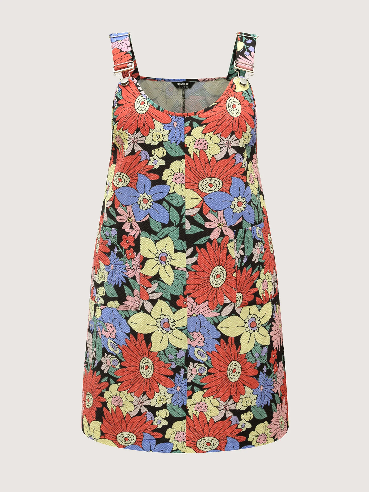 Floral Print Textured Overall Straps Dress - Image 8