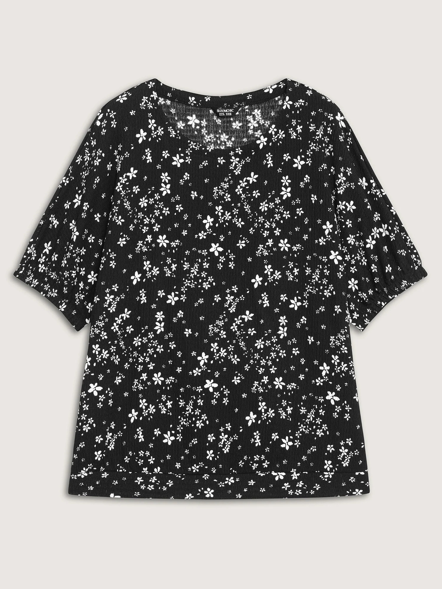 Floral Print Textured Puffy Sleeve Blouse - Image 6
