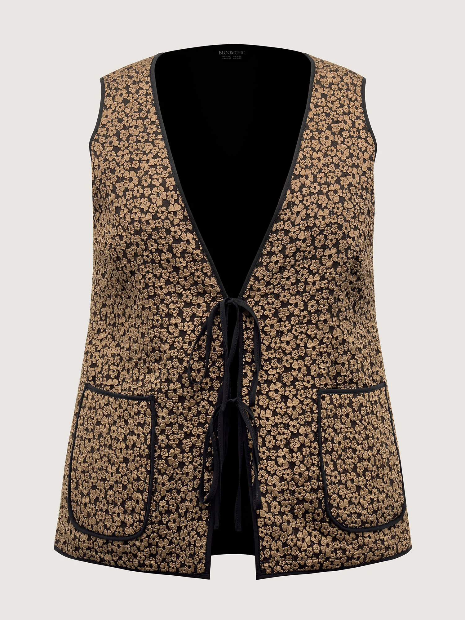Floral Print Three Ties Quilted Vest - Image 9