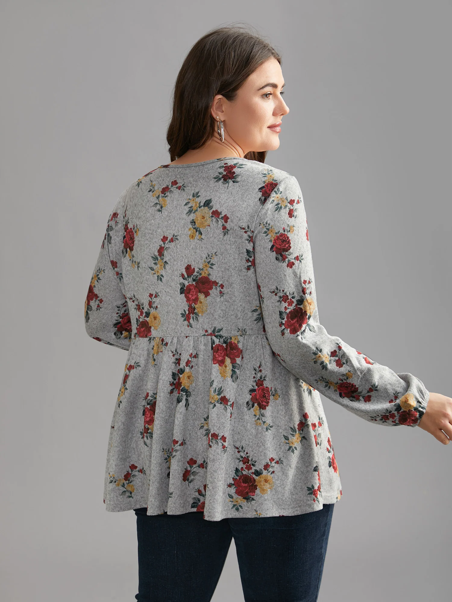 Floral Print Tie Knot T-shirt - Image 4