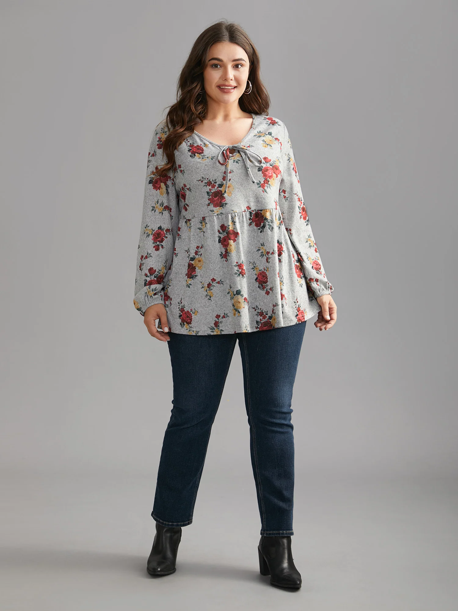 Floral Print Tie Knot T-shirt - Image 5