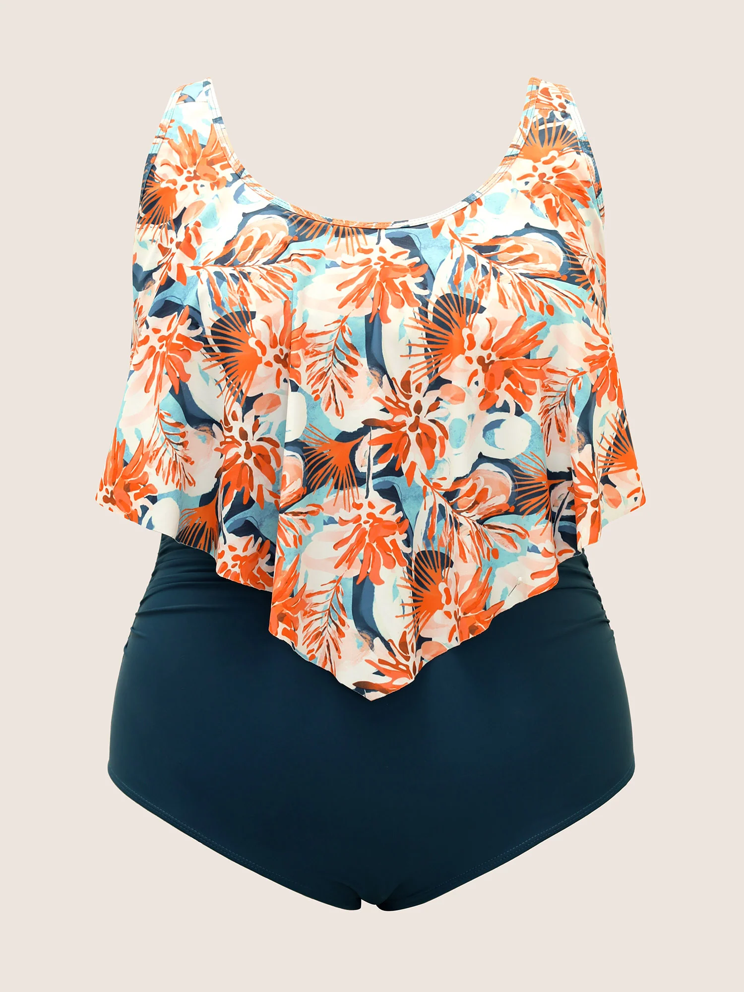Floral Print Tiered Ruffles One Piece Swimsuit - Image 7