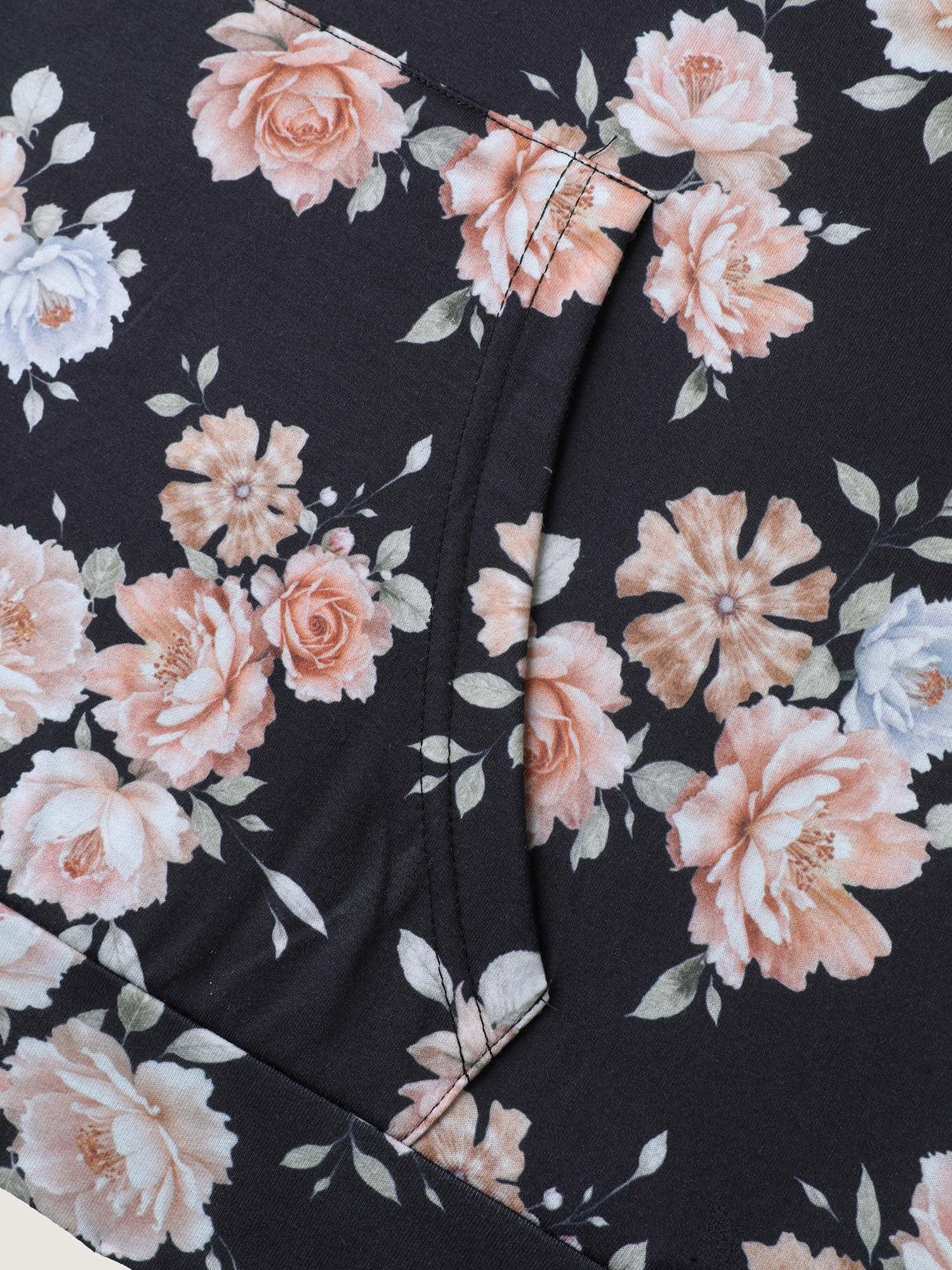 Floral Print Ties Hooded Sweatshirt - Image 6