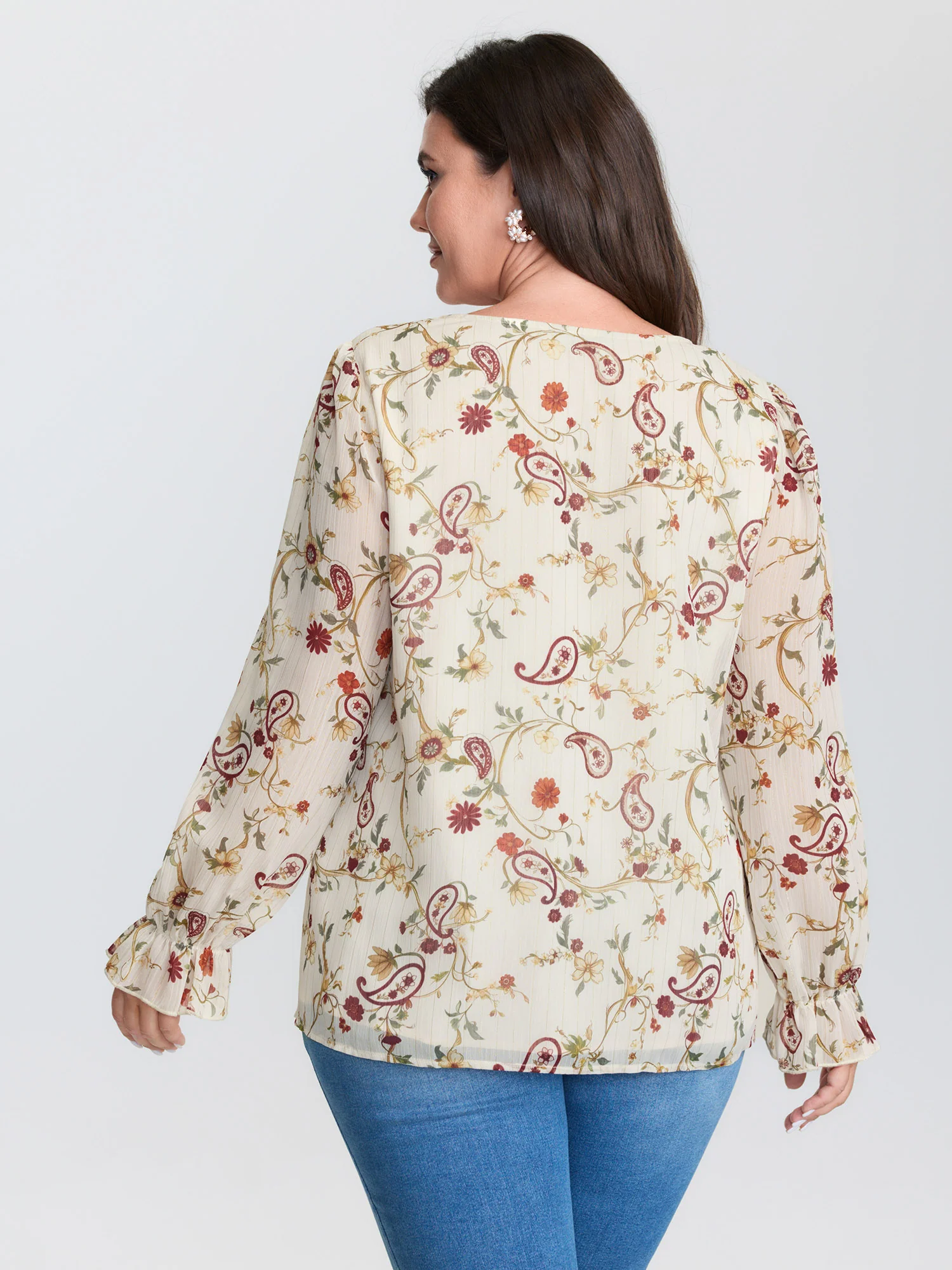 Floral Print Toothpick Pleats Blouse - Image 5
