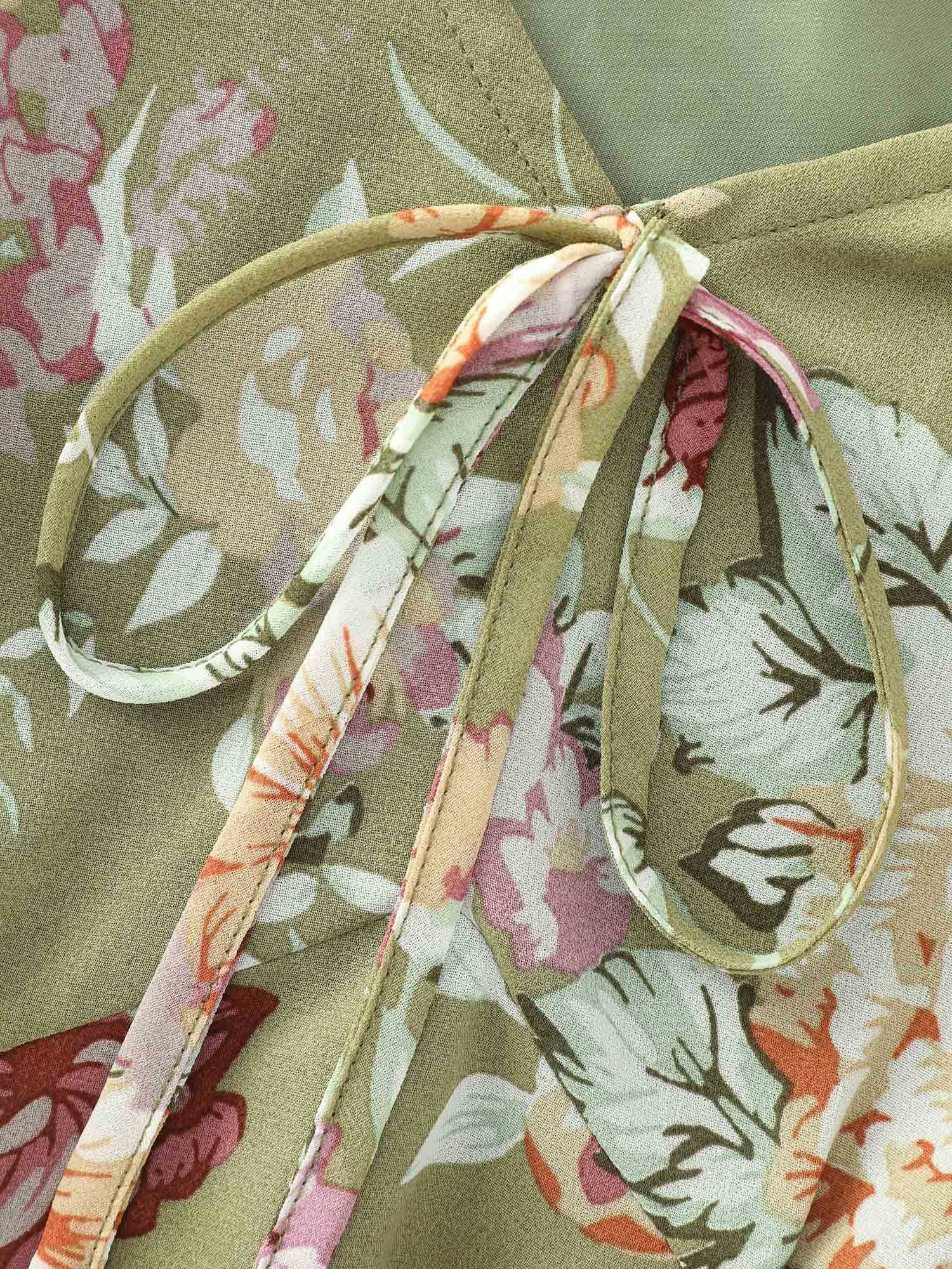 Floral Print Triangular Waist Midi Dress - Image 5
