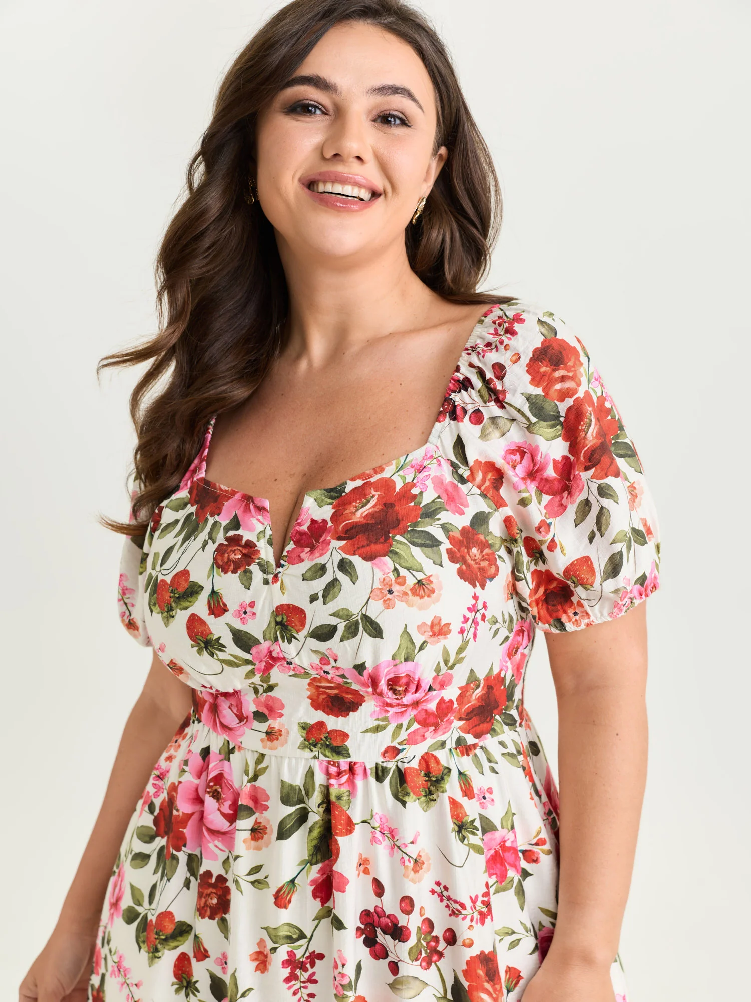 Floral Print Triangular Waist Midi Dress - Image 2