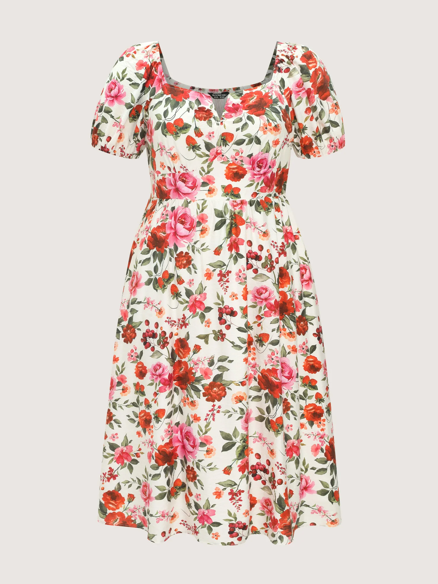 Floral Print Triangular Waist Midi Dress - Image 7
