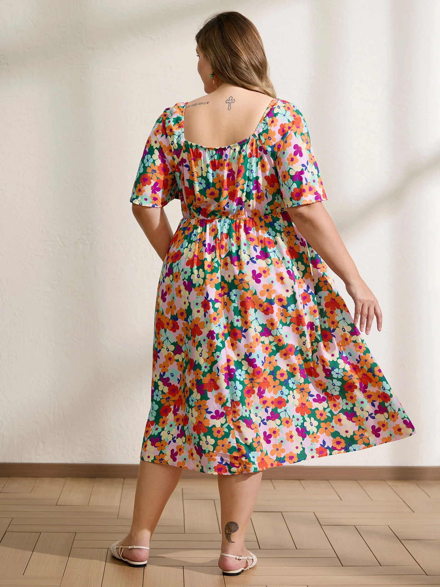 Floral Print Twist Knot Midi Dress - Image 4