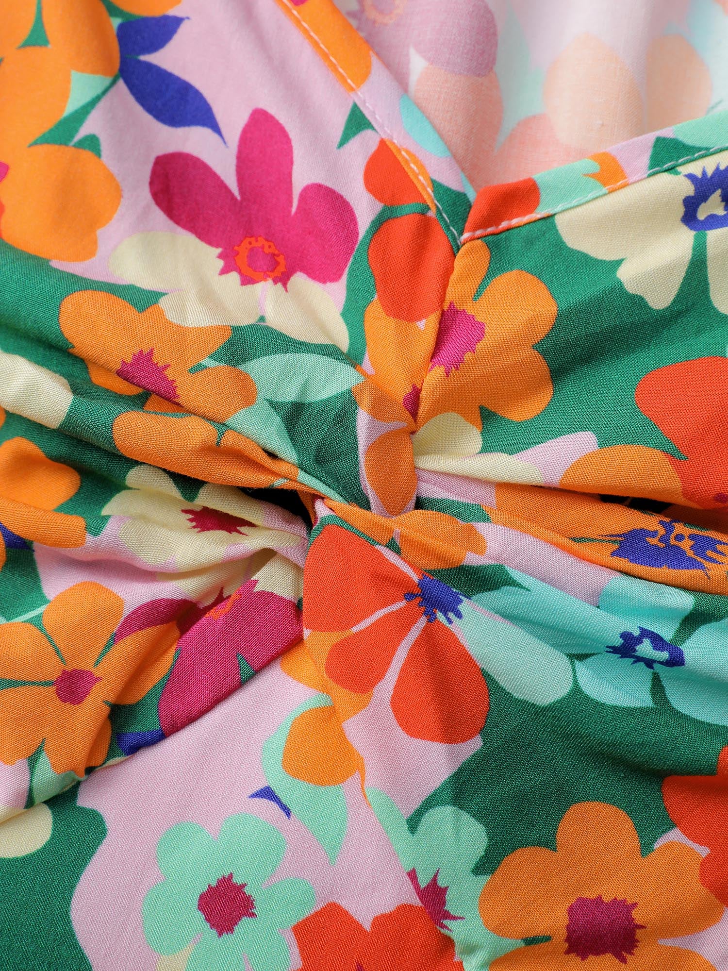 Floral Print Twist Knot Midi Dress - Image 5