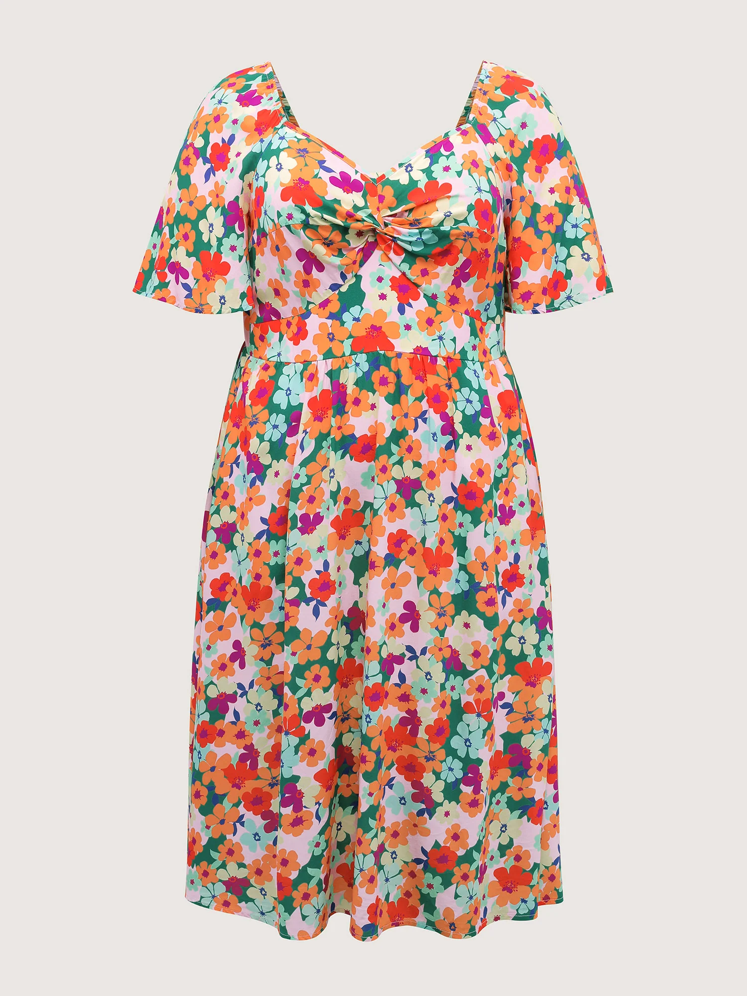 Floral Print Twist Knot Midi Dress - Image 7